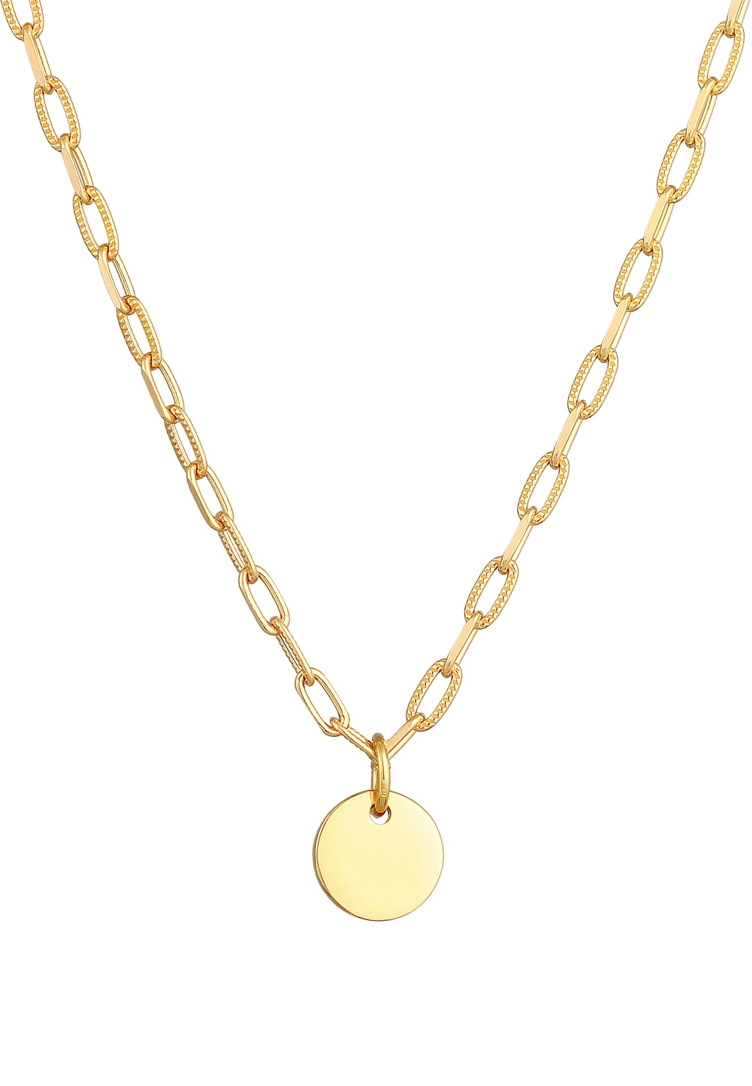 Elli Kette mit Anhänger »Plättchen Coin Gliederkette Trend 925 Silber«