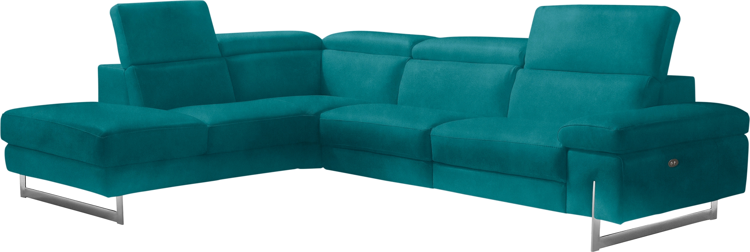 Egoitaliano Ecksofa »Candice, elegant, edel und bequem, erstklassiger Sitzkomfort, L-Form«, inkl. 2 elektrischer Relaxfunktionen, Bedienung über Taste an Armlehne