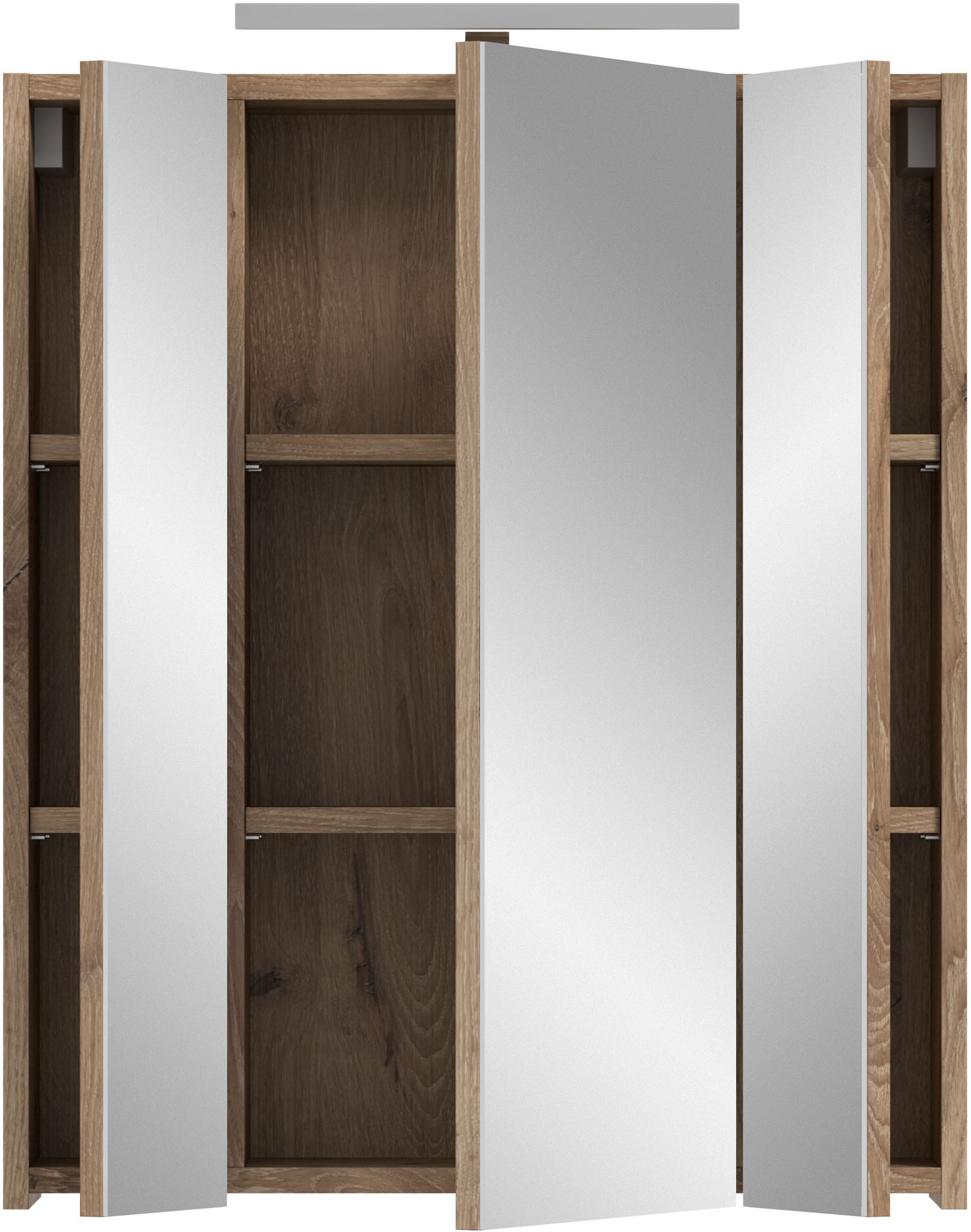 INOSIGN Spiegelschrank 2 Stk. tlg. Florenz, Spiegelschrank inkl. Beleuchtung, Nox Oak NB,  3-türig