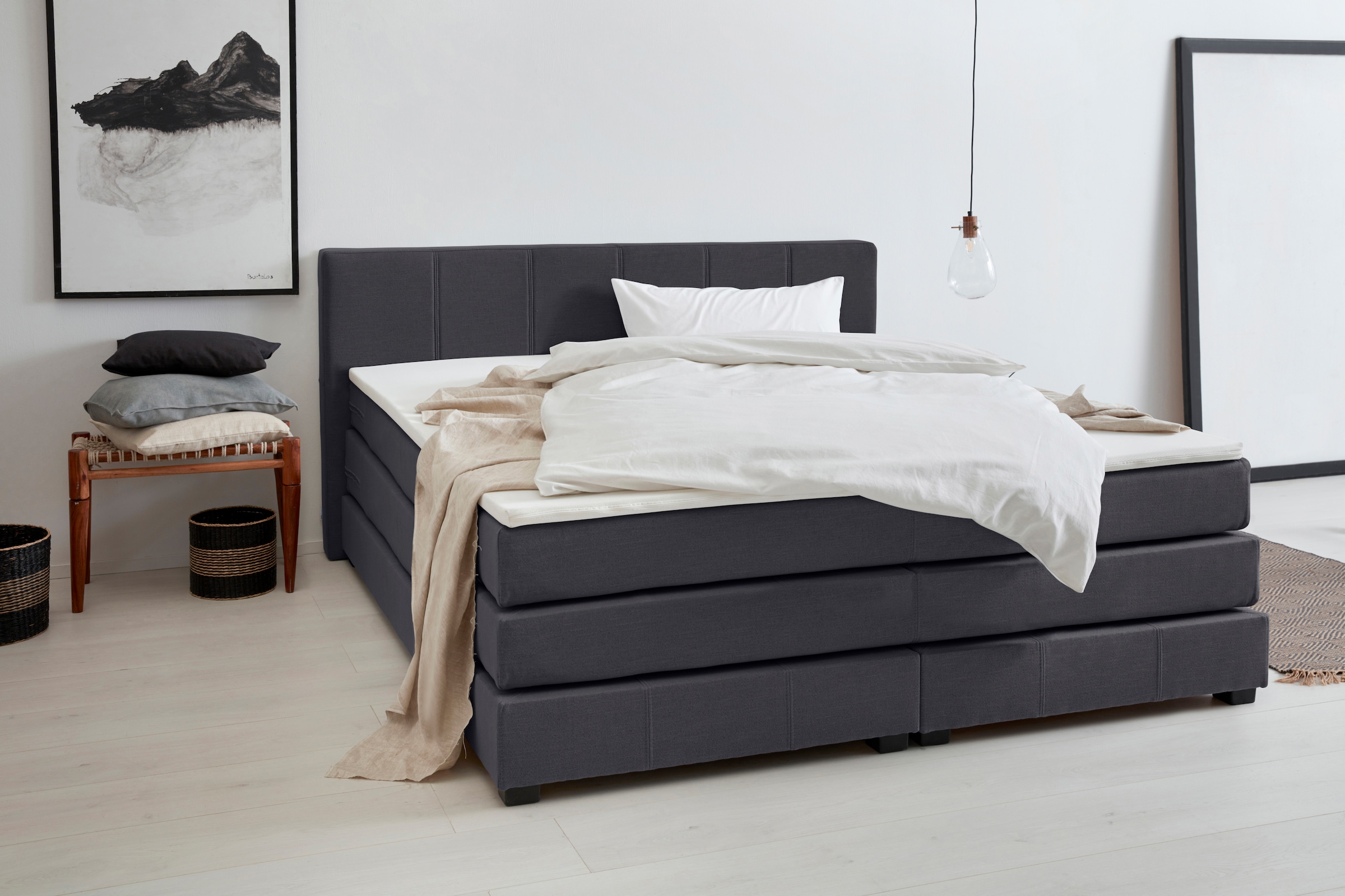 OTTO products Boxspringbett "Peetu", Taschenfederkern-Matratze, in 4 Breite günstig online kaufen