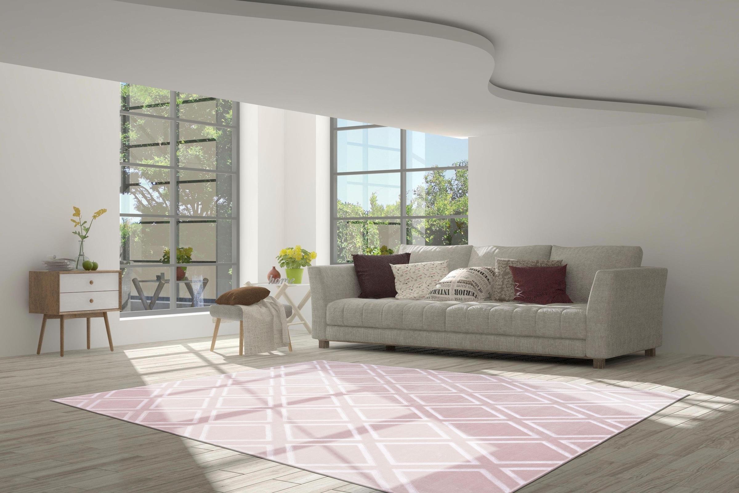 calo-deluxe Teppich »Latemar 400«, rechteckig, 7 mm Höhe, Hoch -Tief Struktur, Wohnzimmer