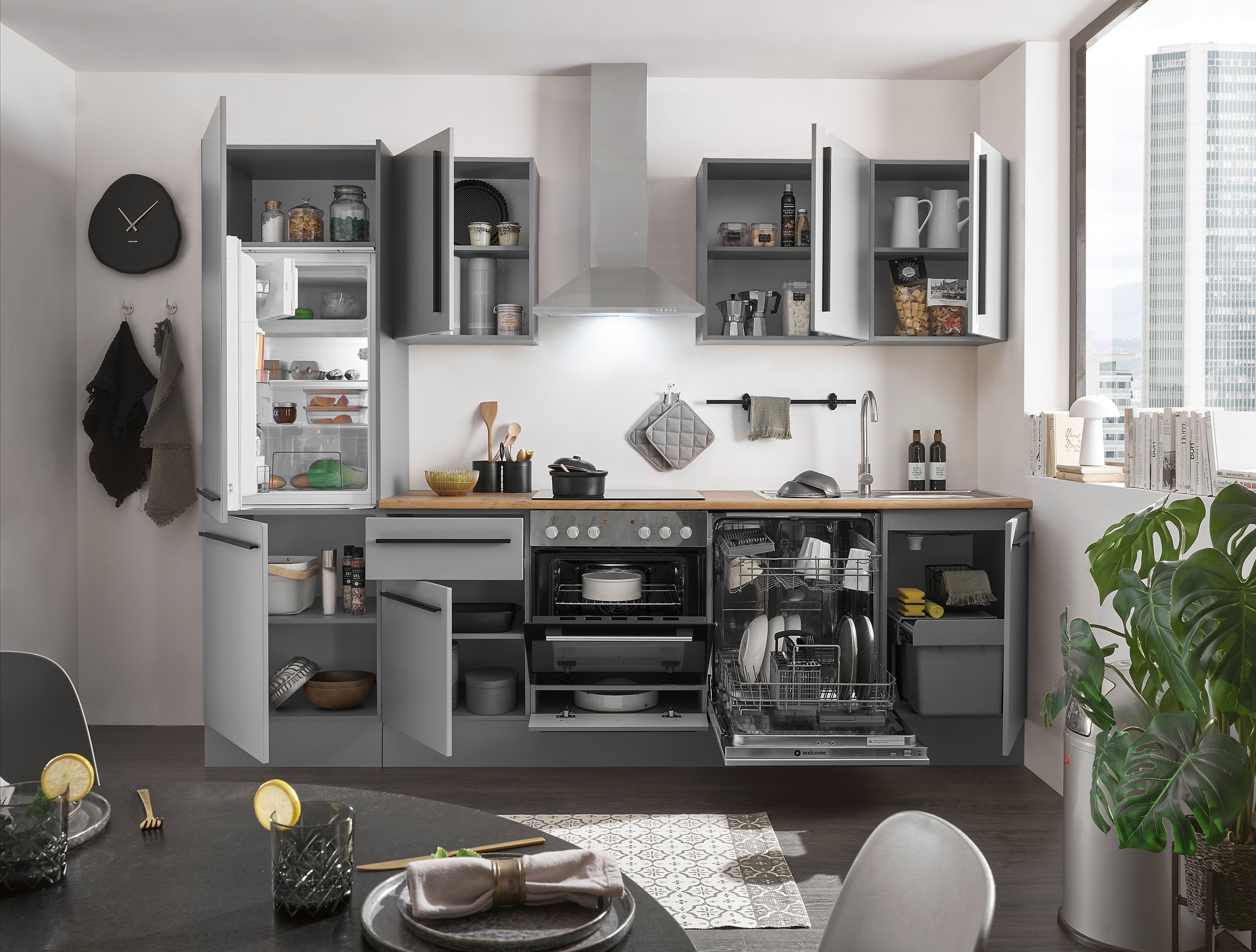 BASIC by Balculina Winkelküche »Denver, Küche BxHxT 280 x 211 x 60«, Breite 280 cm, wahlweise mit E-Geräten und Induktion