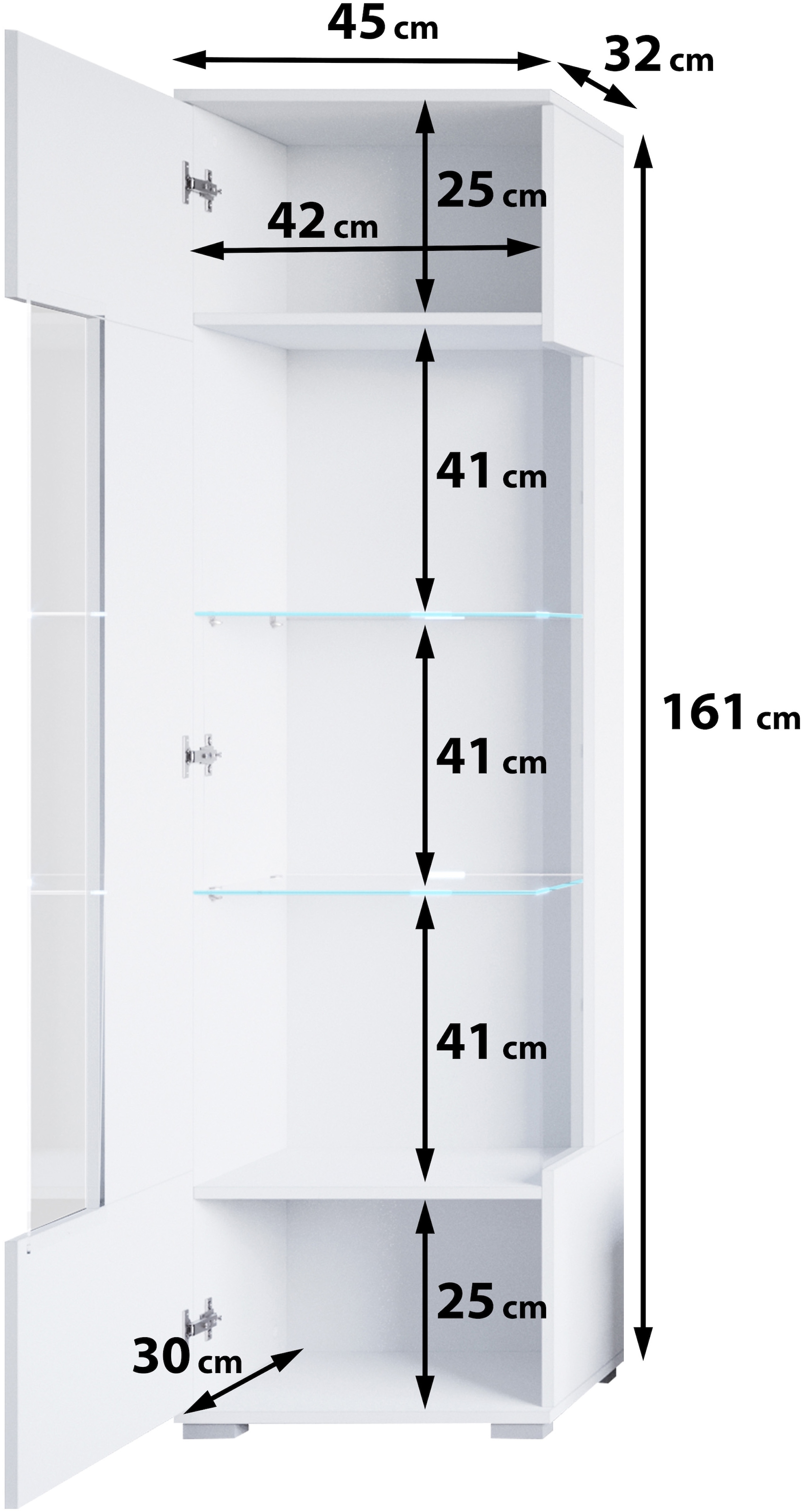 INOSIGN Vitrine »Kenia, stehend und hängend, Türanschlag wechselbar«, (1 St.), Vitrineschrank mit Glastüren 160 cm Höhe