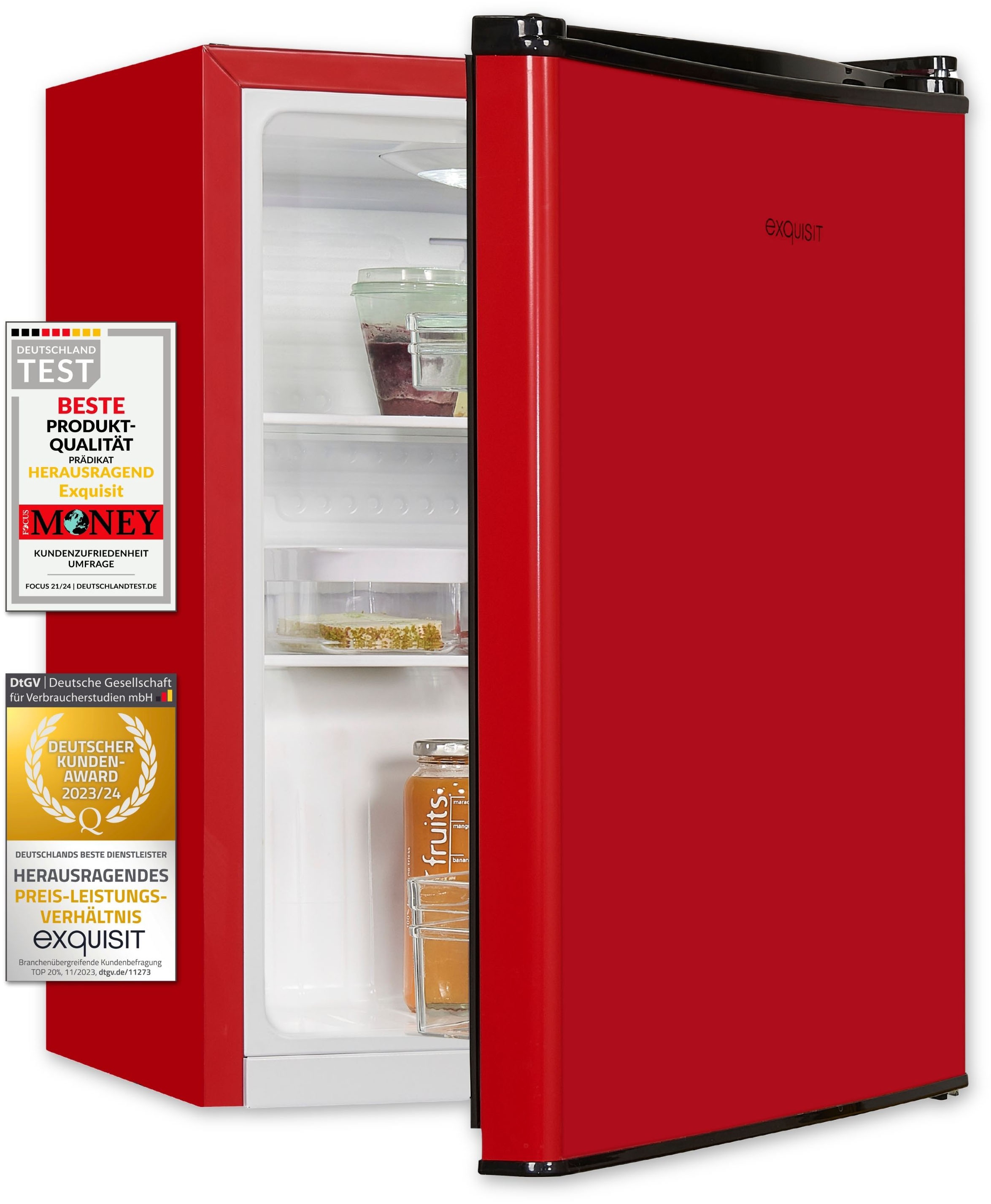 exquisit Kühlschrank »KB60-V-090E rot« 62 cm hoch 45 cm breit 52 L Volumen