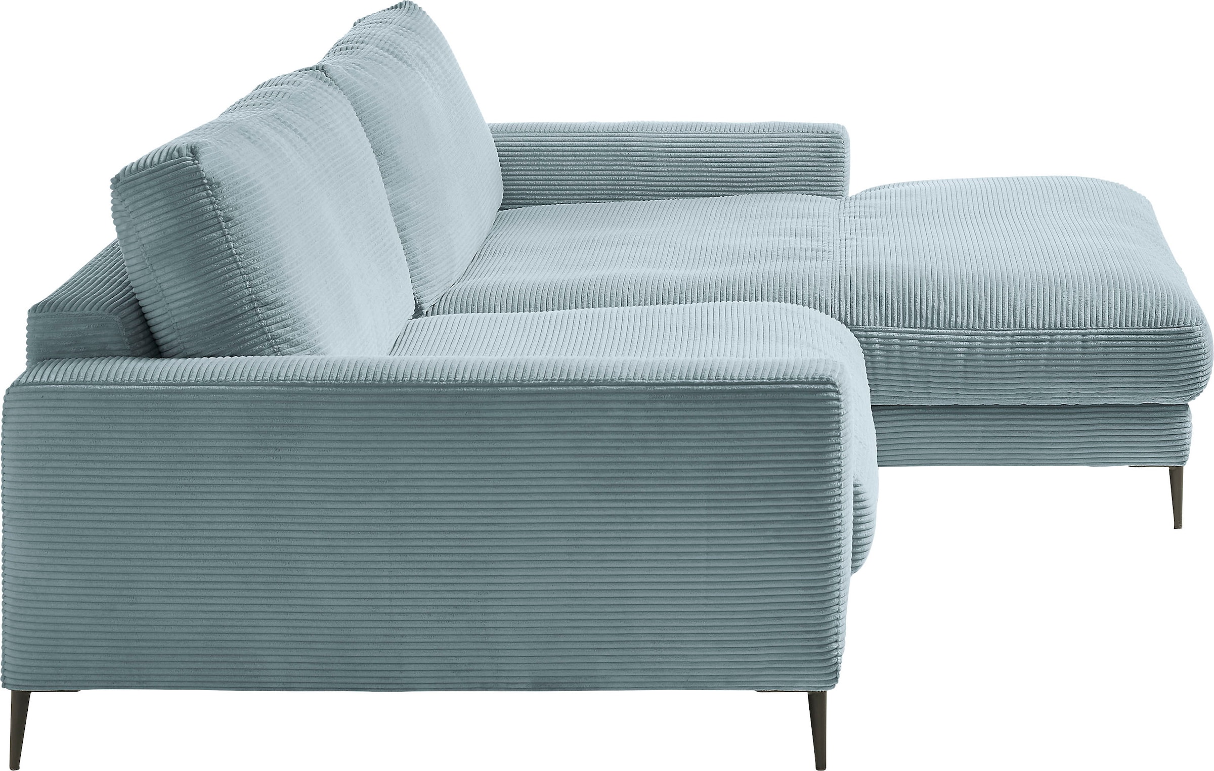 INOSIGN Ecksofa »Downtown, B/T/H: 272/190/84 cm L-Form«, weicher Sitzkomfort auch in Cord und Bouclé, incl. Zierkissen