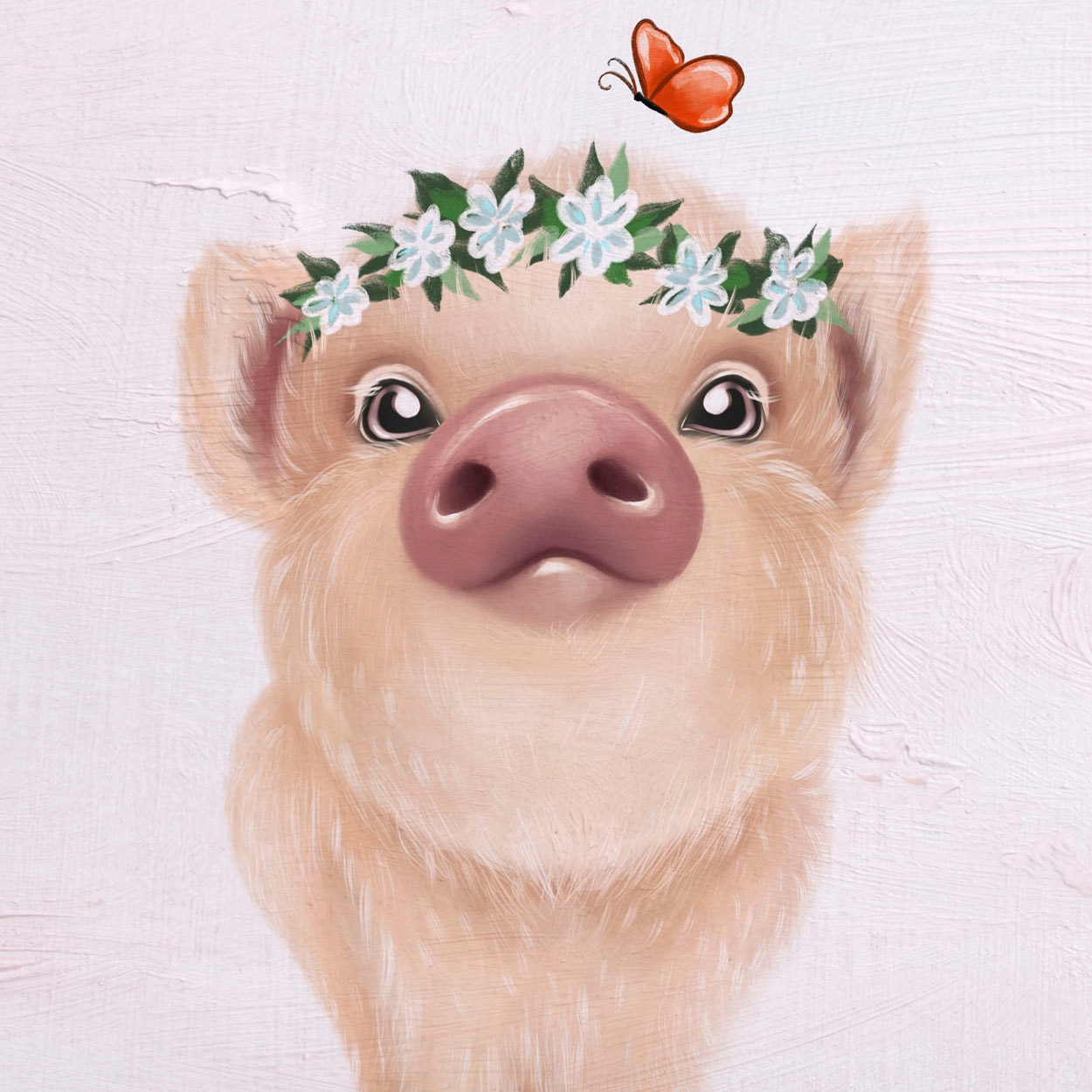 queence Leinwandbild »Addi«, Schwein-Kunst-Schweine-Schmetterlinge-Blumen-B günstig online kaufen