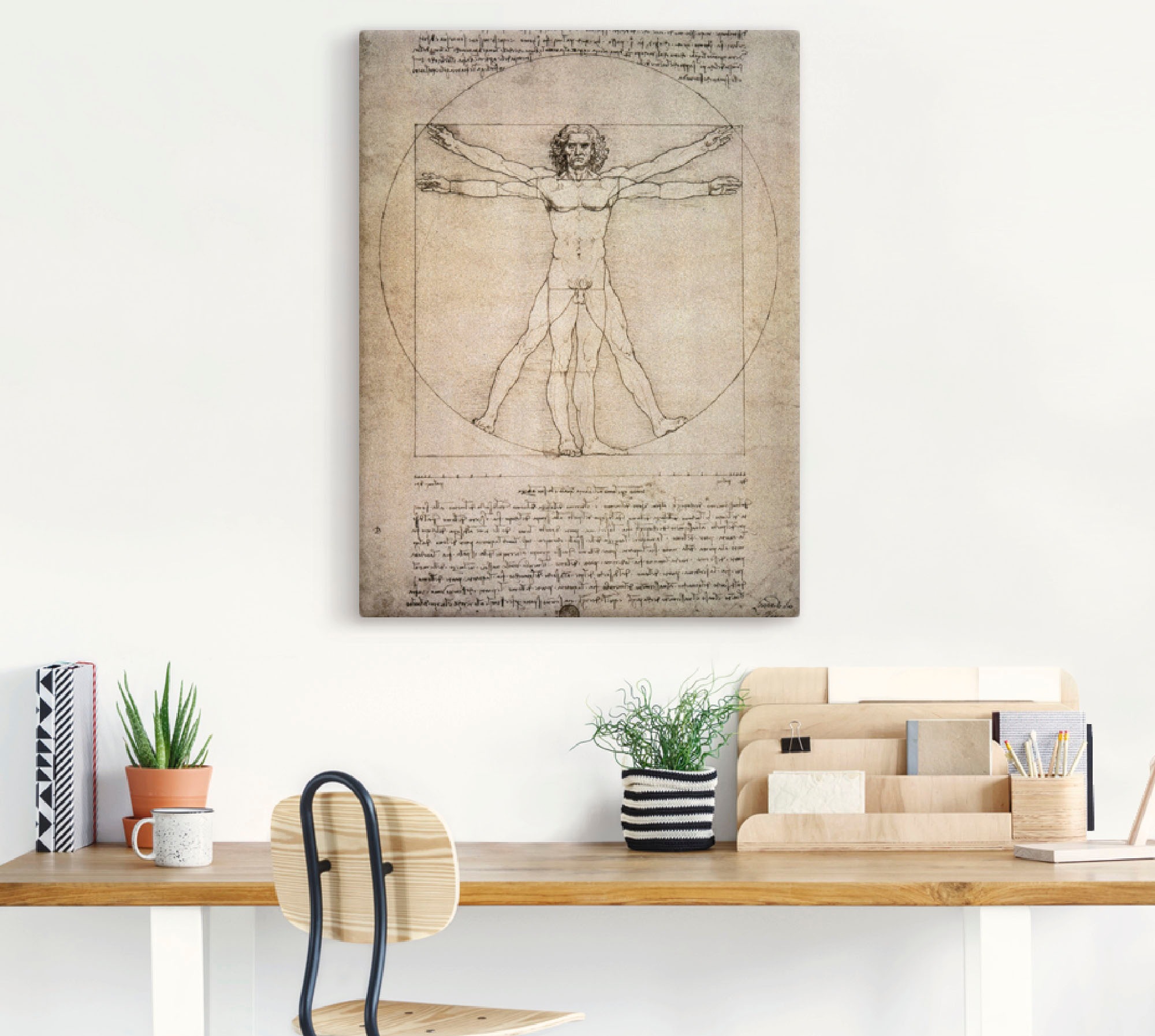 Artland Wandbild »Porportionszeichnung, nach Vitruv. 1490«, Mann, (1 St.), als Leinwandbild, Poster in verschied. Größen