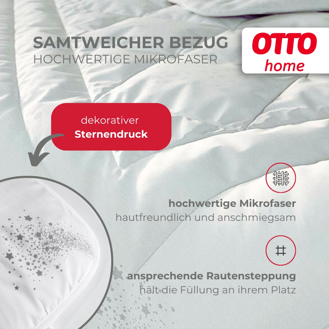OTTO home Microfaserbettdecke »Baca, Bettdecke 135x200 cm, 155x220 cm und weitere Größen« leicht Füllung aushochwertiger6D-Hohlfaser Bezug Polyester 1 Stk. tlg. Bettdecken, Sommer, Winter, 4-Jahreszeiten, Decke