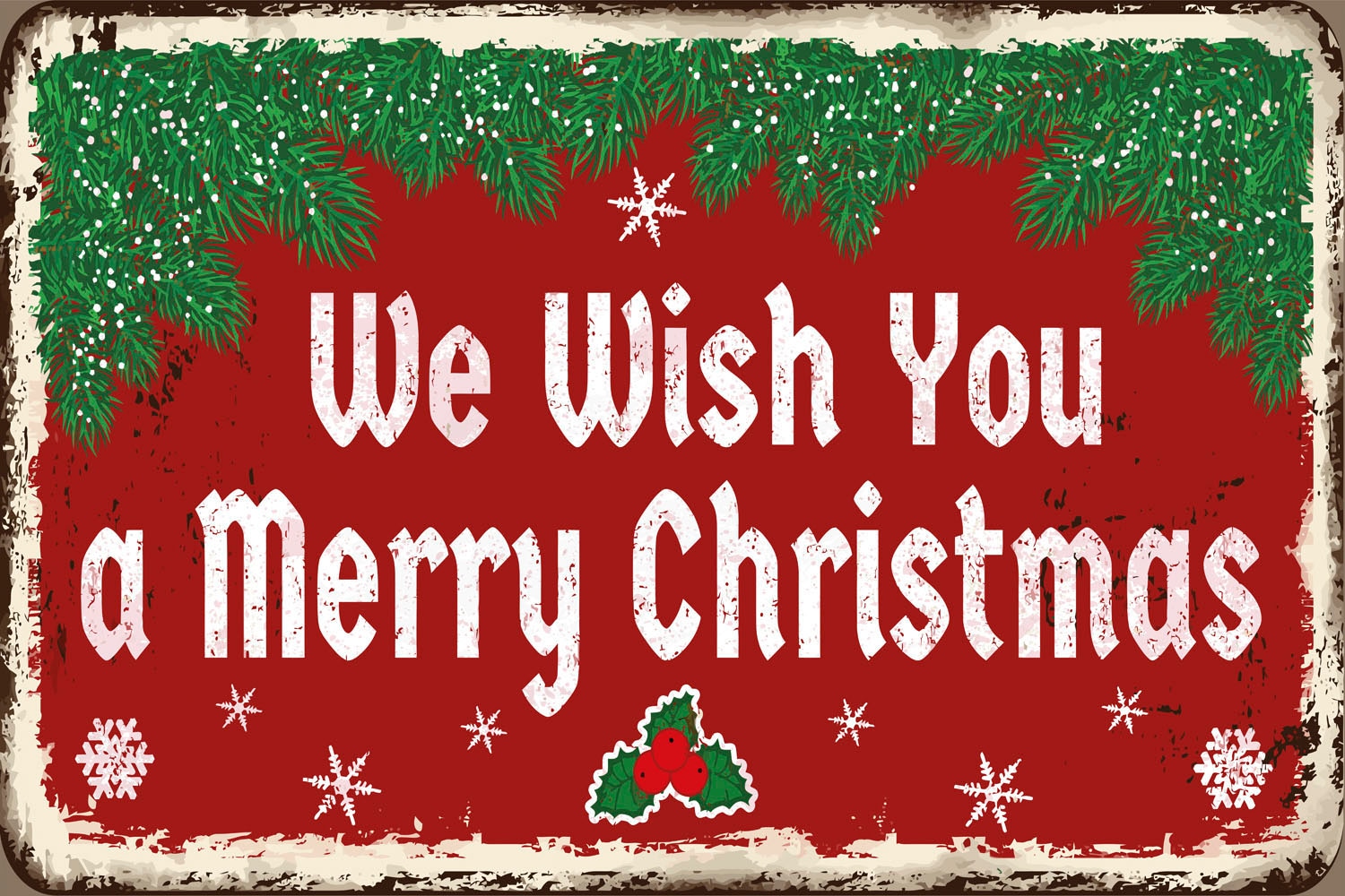 queence Metallbild »We Wish You a Merry Christmas«, Schriftzüge-Schriftzug-Sprüche-Sprüche & Texte-Weihnachten-Schneeflocken, (1 St.), Stahlschild, Blechschild, Sprüche, Texte, Weihnachten