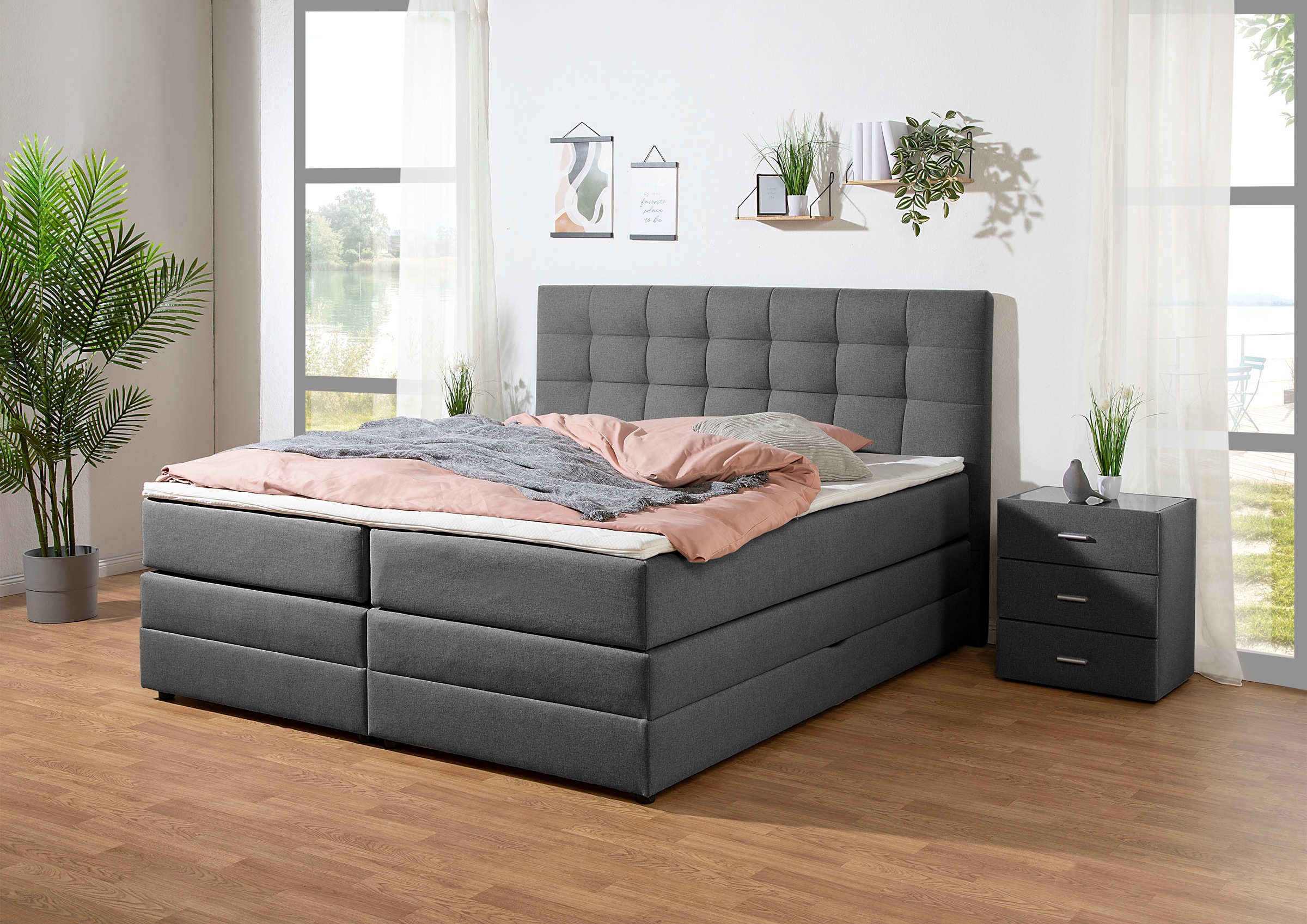 Home affaire Boxspringbett »Ethan« inkl. Topper und geräumigen Bettkasten e günstig online kaufen