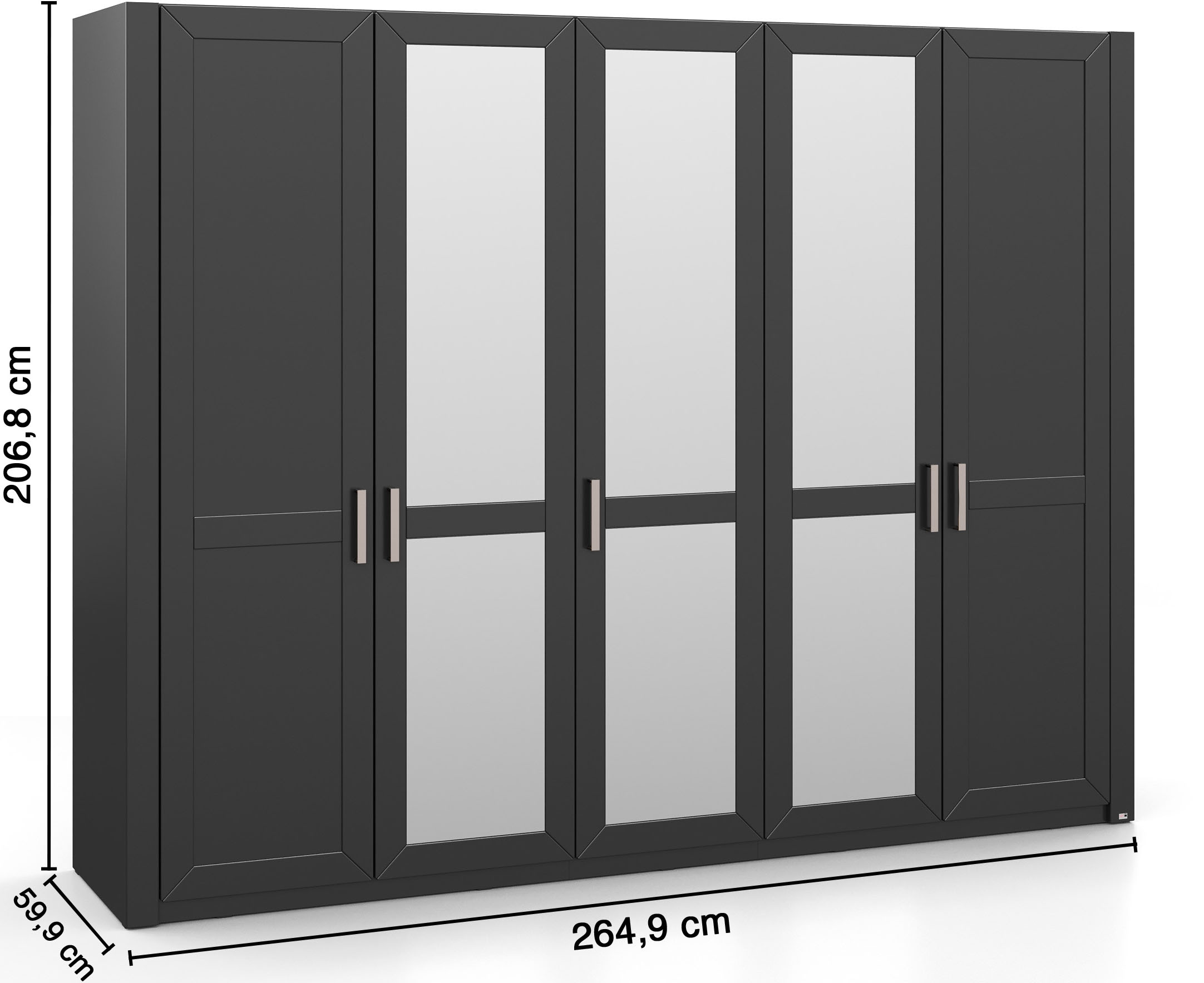 set one by Musterring Kleiderschrank »York Schlafen«, (1 St.), mit Holz- und Spiegeltüren,verschiedene Breiten, Höhe 207 x T 60 cm