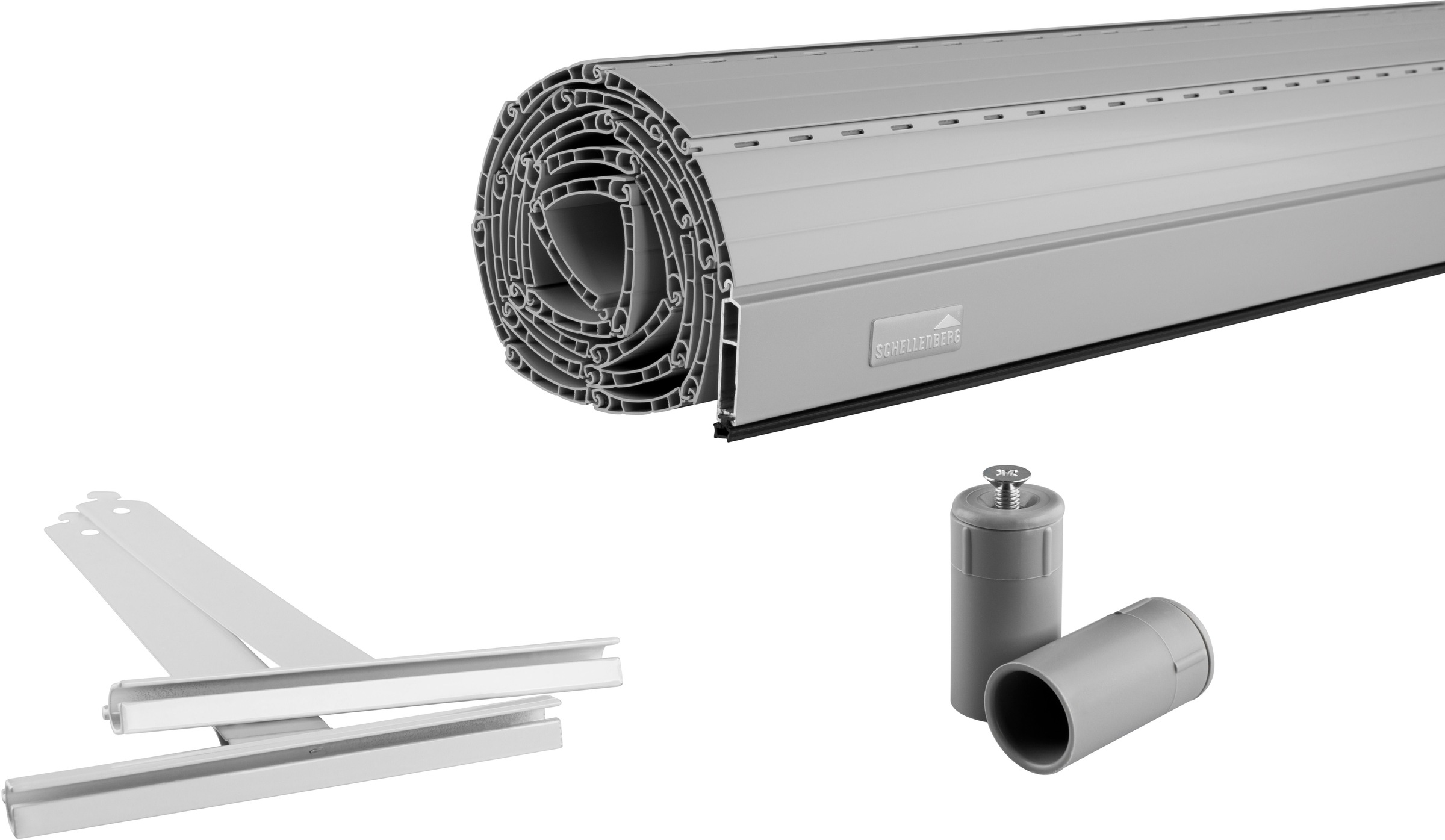 SCHELLENBERG Rollladenpanzer »Set für Fenster, Mini System für 40 mm Stahlrohrwelle«, (Set), PVC Jalousie, in verschiedenen Größen erhältlich, grau