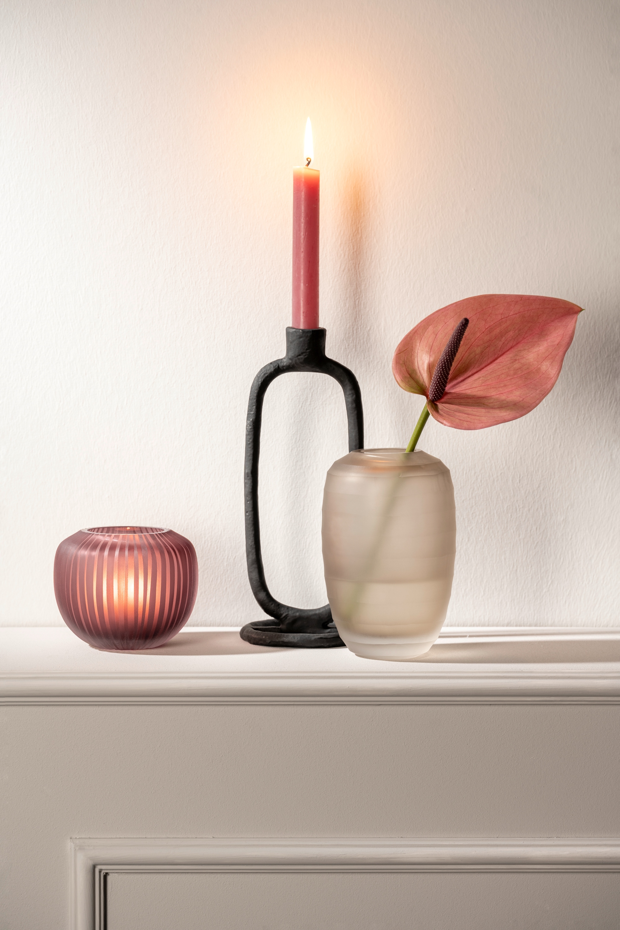 LEONARDO Tischvase »Dekovase BELLAGIO, mit Rillenstruktur« aus Glas, beere, günstig online kaufen