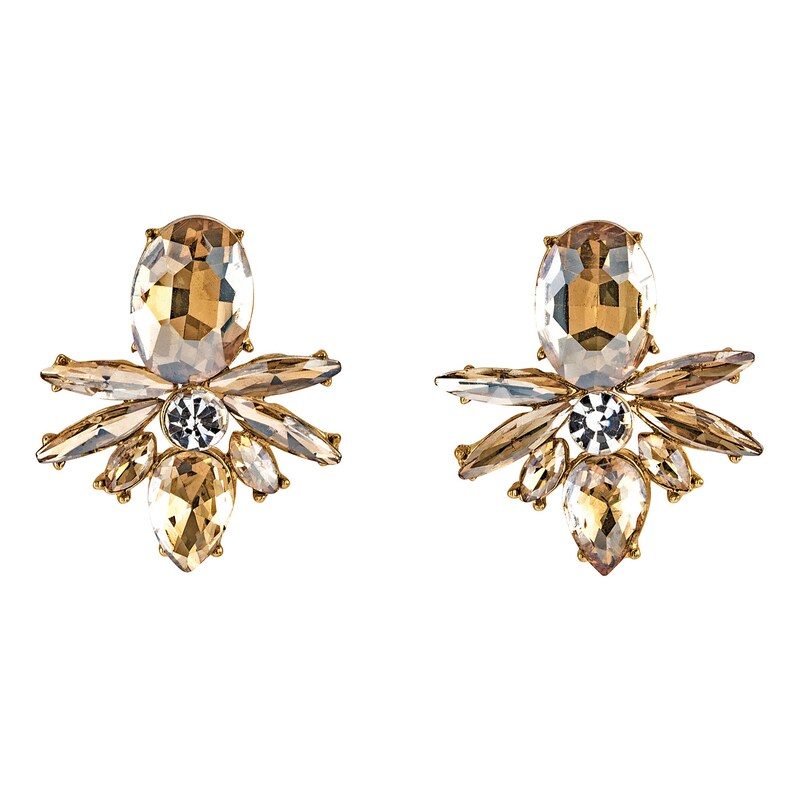 STEUER Paar Ohrstecker »Ohrstecker mit Glassteinen topaz/gold« gelb + champagner