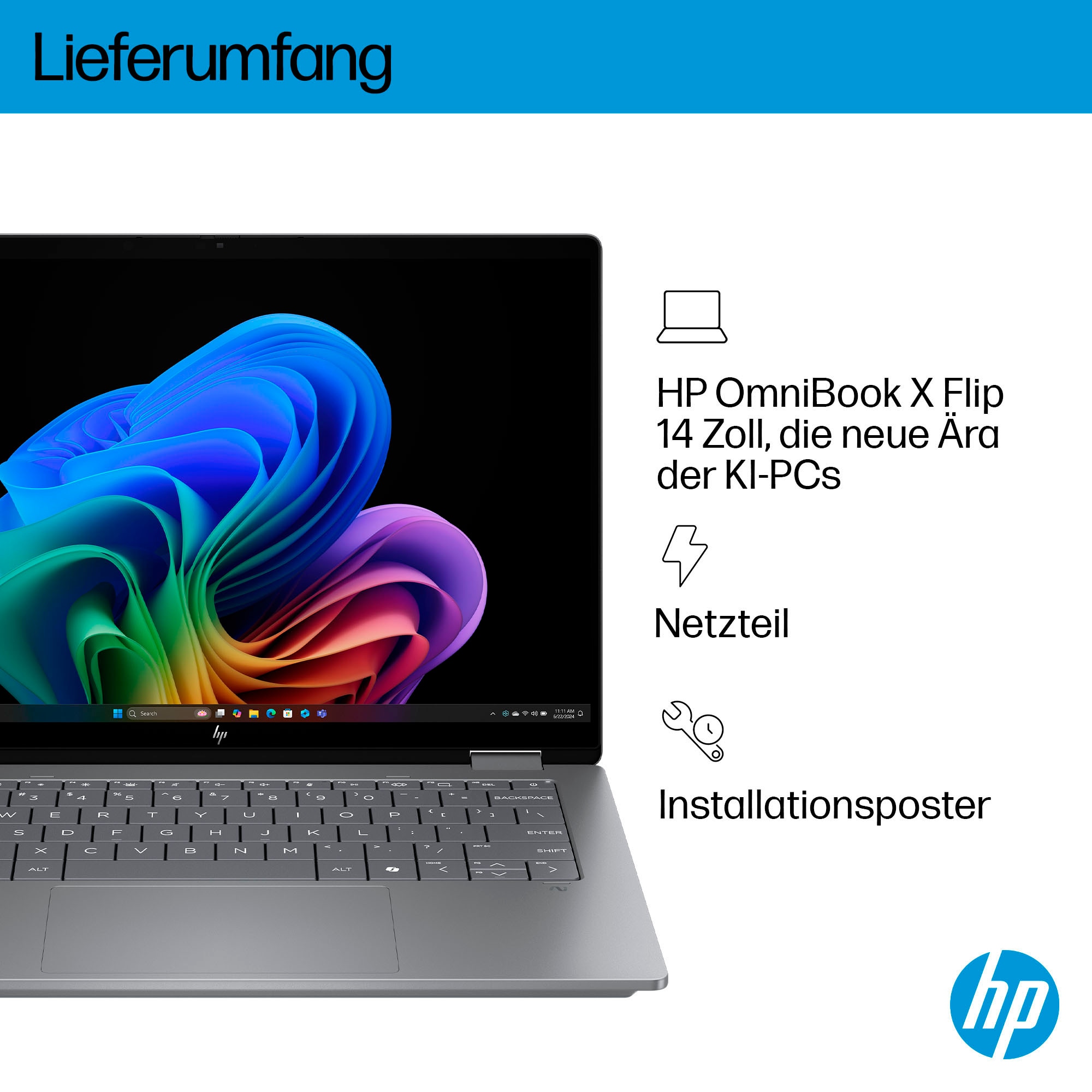 HP Convertible Notebook »OmniBook X Flip 14-fk0252ng«, 35,6 cm, / 14 Zoll, AMD, Ryzen™ AI 5, Radeon, 512 GB SSD