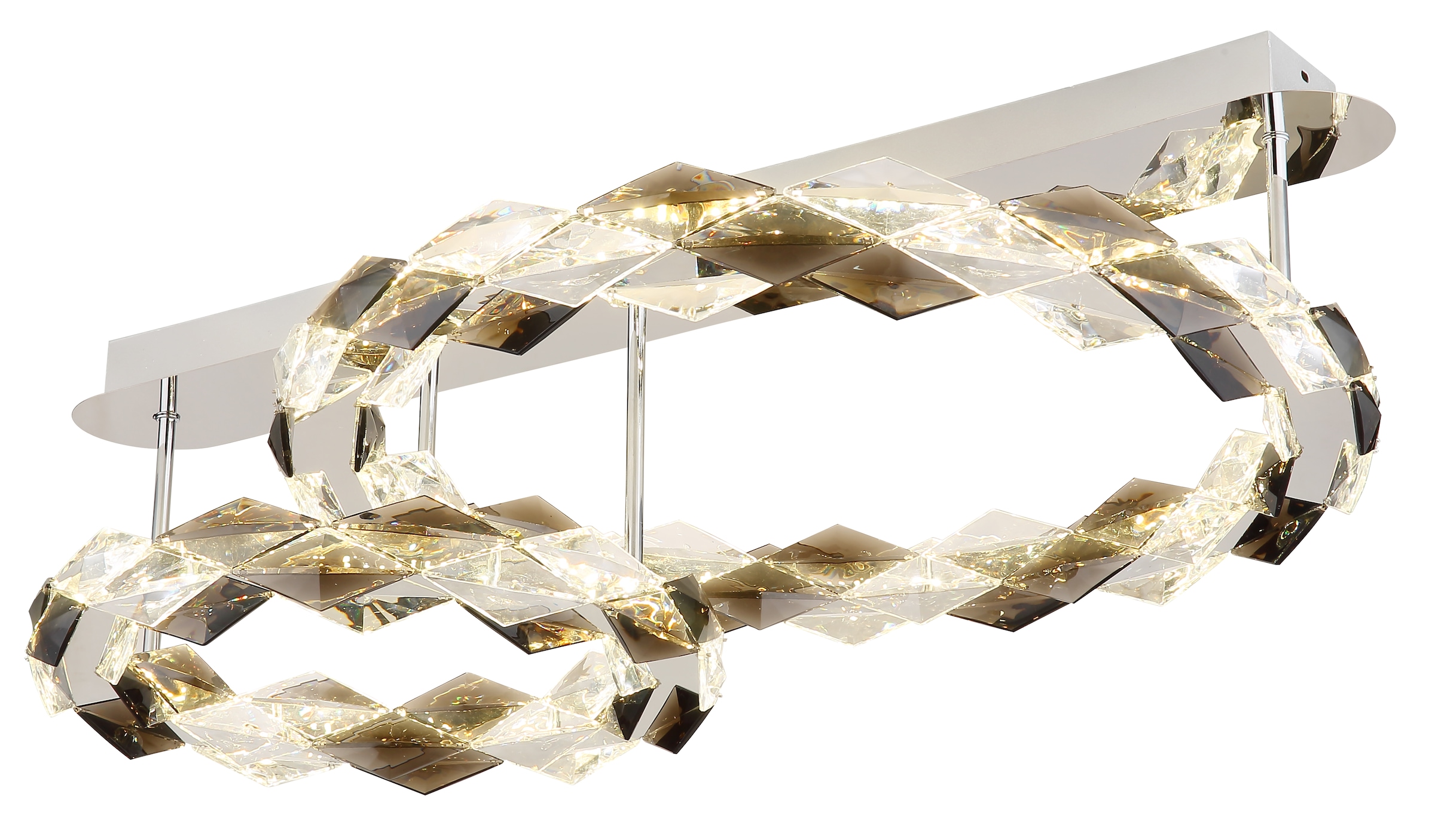 GLOBO LIGHTING LED Deckenleuchte »KARILION« LED-Modul Tageslichtweiß Deckenlampe/Acrylkristalle rauchfarben/Ring-DM: je 1 x 55 cm und 37 cm