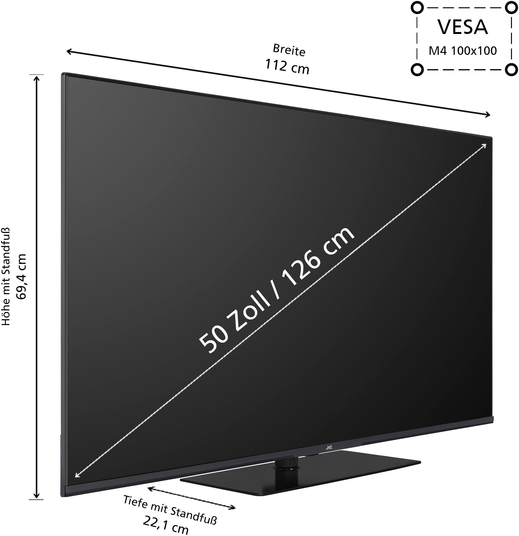 JVC QLED-Fernseher »LT-50VGQ8255«, 126 cm/50 Zoll, 4K Ultra HD, Smart-TV-Google TV