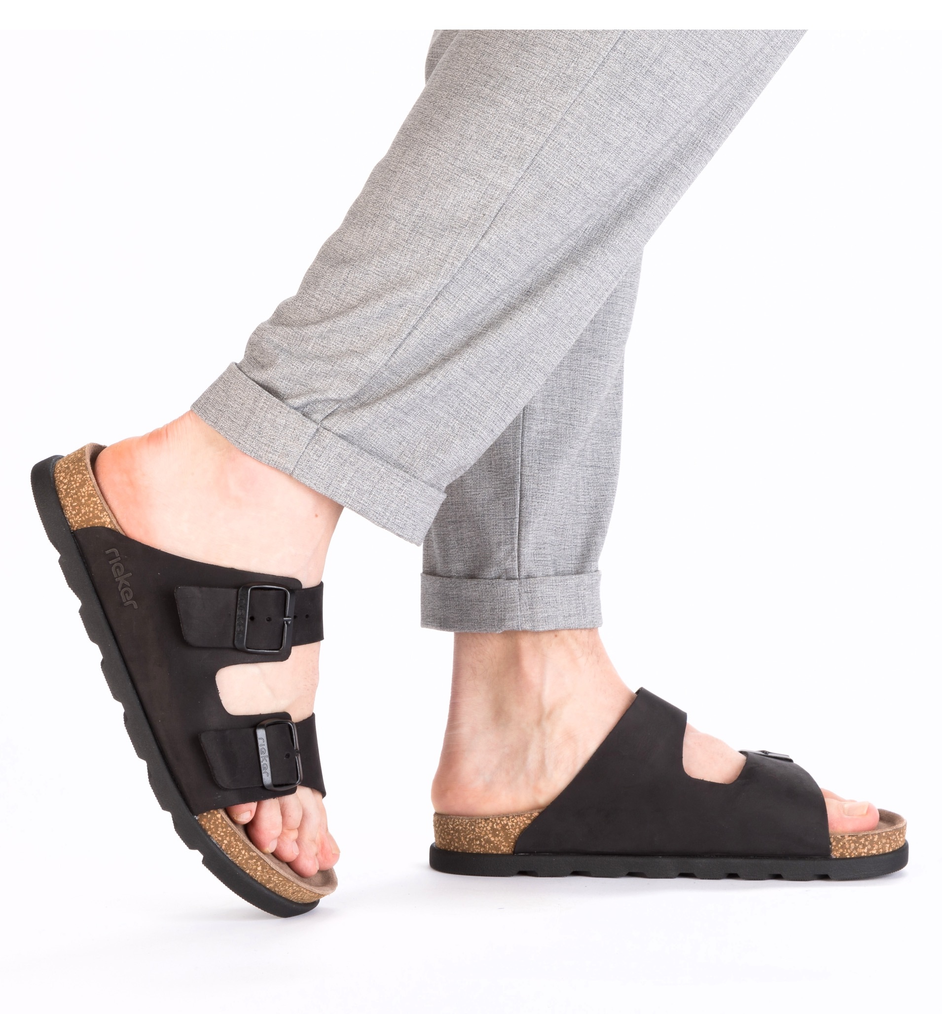 Rieker Pantolette, Sommerschuh, Strandschuh, Hausschuh mit bequemem Fußbett