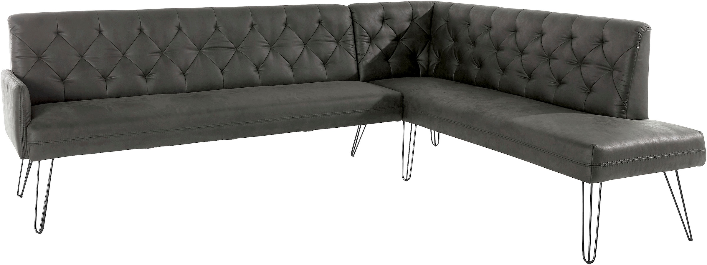 exxpo - sofa fashion Eckbank »Doppio, Chesterfield Optik, komfortabel und bequem, hohe Designfüße«, Frei im Raum stellbar