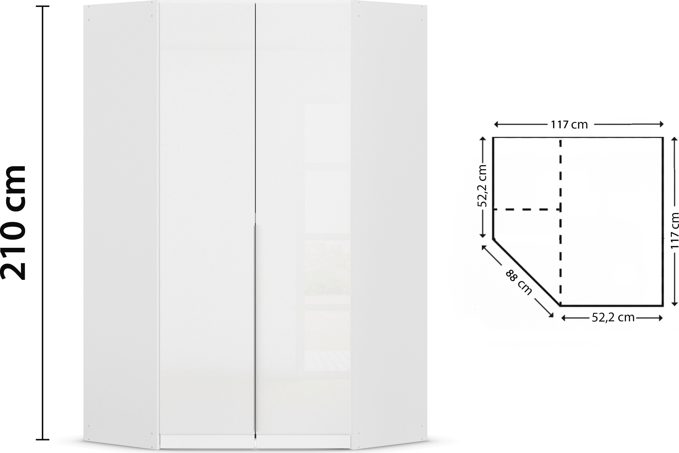 rauch Eckkleiderschrank »Kleiderschrank Schrank Ankleidezimmer Schlafzimmer Garderobe AGORDO«, (in zwei Griff-Farben), mit Glastüren, voll ausgestattet mit viel Stauraum MADE IN GERMANY