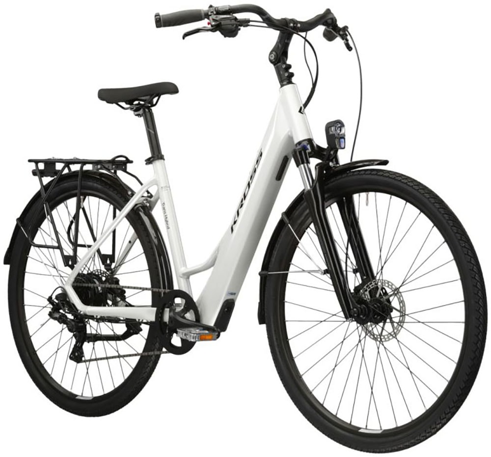 Kross E-Bike »KROSS E-Trekkingrad Trans Hybrid LS 1.0 28 Zoll weiß«, 8 Gang, microSHIFT, ACOLYTE M5185M, Heckmotor 250 W