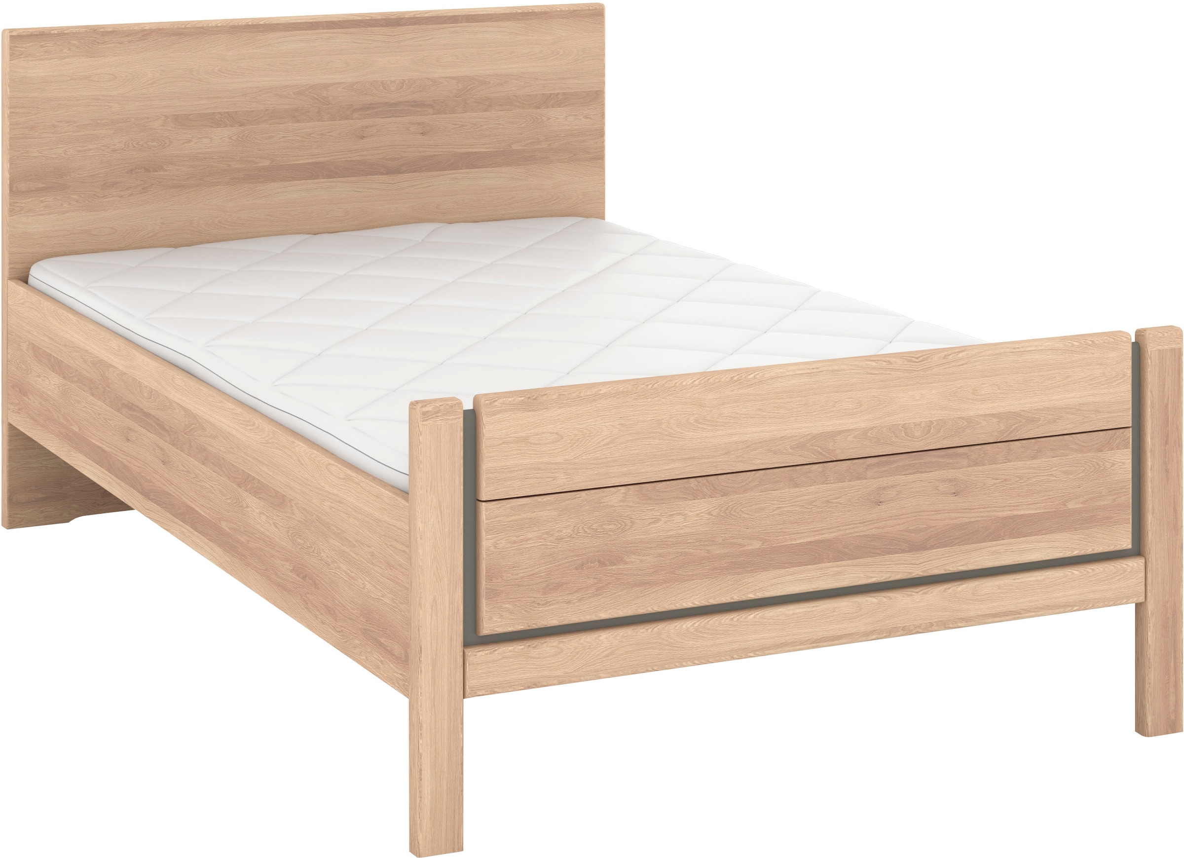 Musterring Holzbett »Sorrent, Bettgestell, Bettrahmen, teilmassiv Eiche«, (MADE IN GERMANY), Eiche teilmassiv, Liegehöhenverstellung, Stollenfußteil