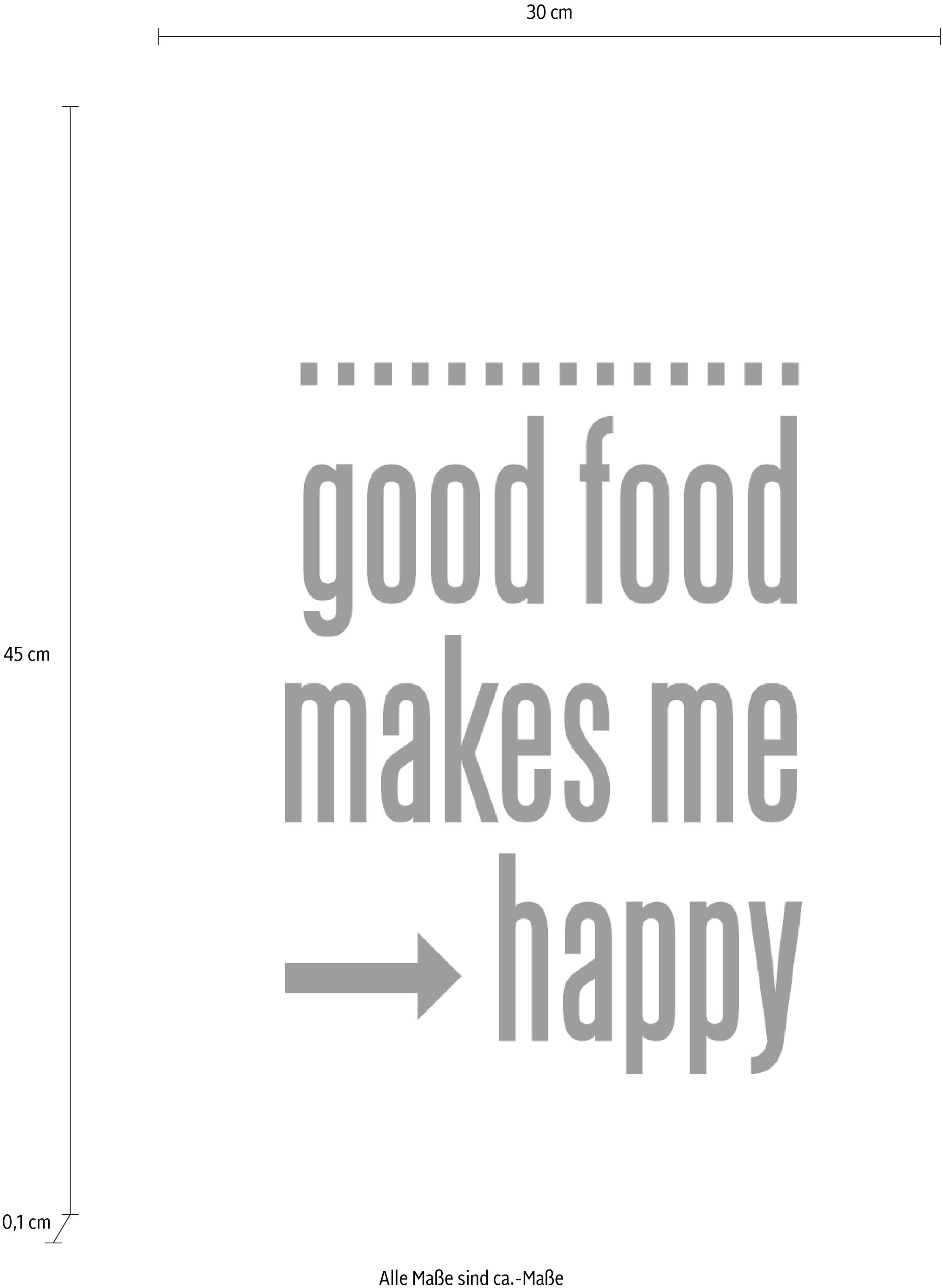 queence Wanddekoobjekt »Good food makes me - happy«, Stahlschild, Blechschild, Spruch, Witzig, Wanddeko, retro, 20x30cm
