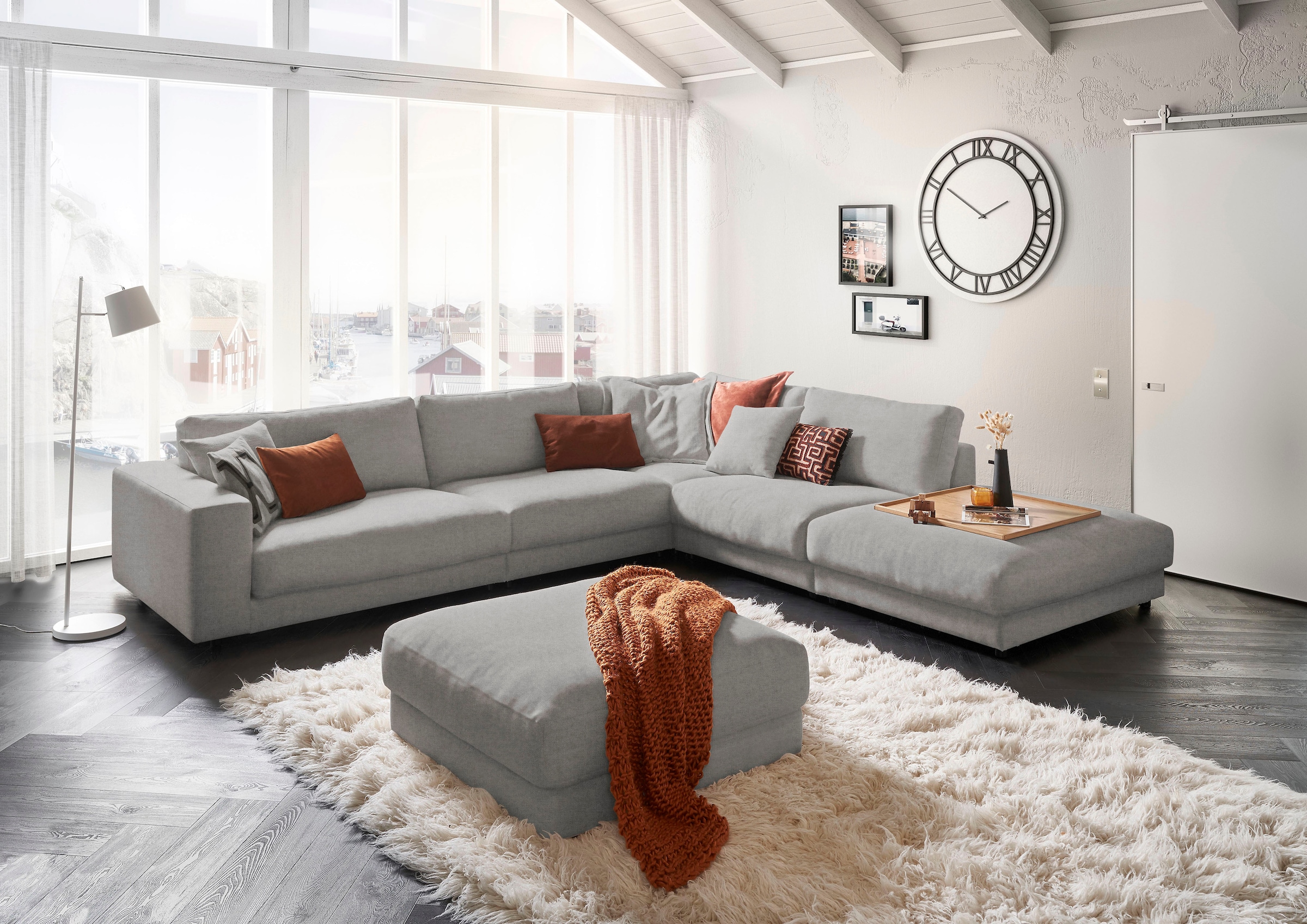 3C Candy Ecksofa »Enisa II, bequem und komfortabel, großes Familiensofa, L-Form« incl. 3 Flatterkissen, wahlweise mit Flecken-Schutz-Bezug Easy care