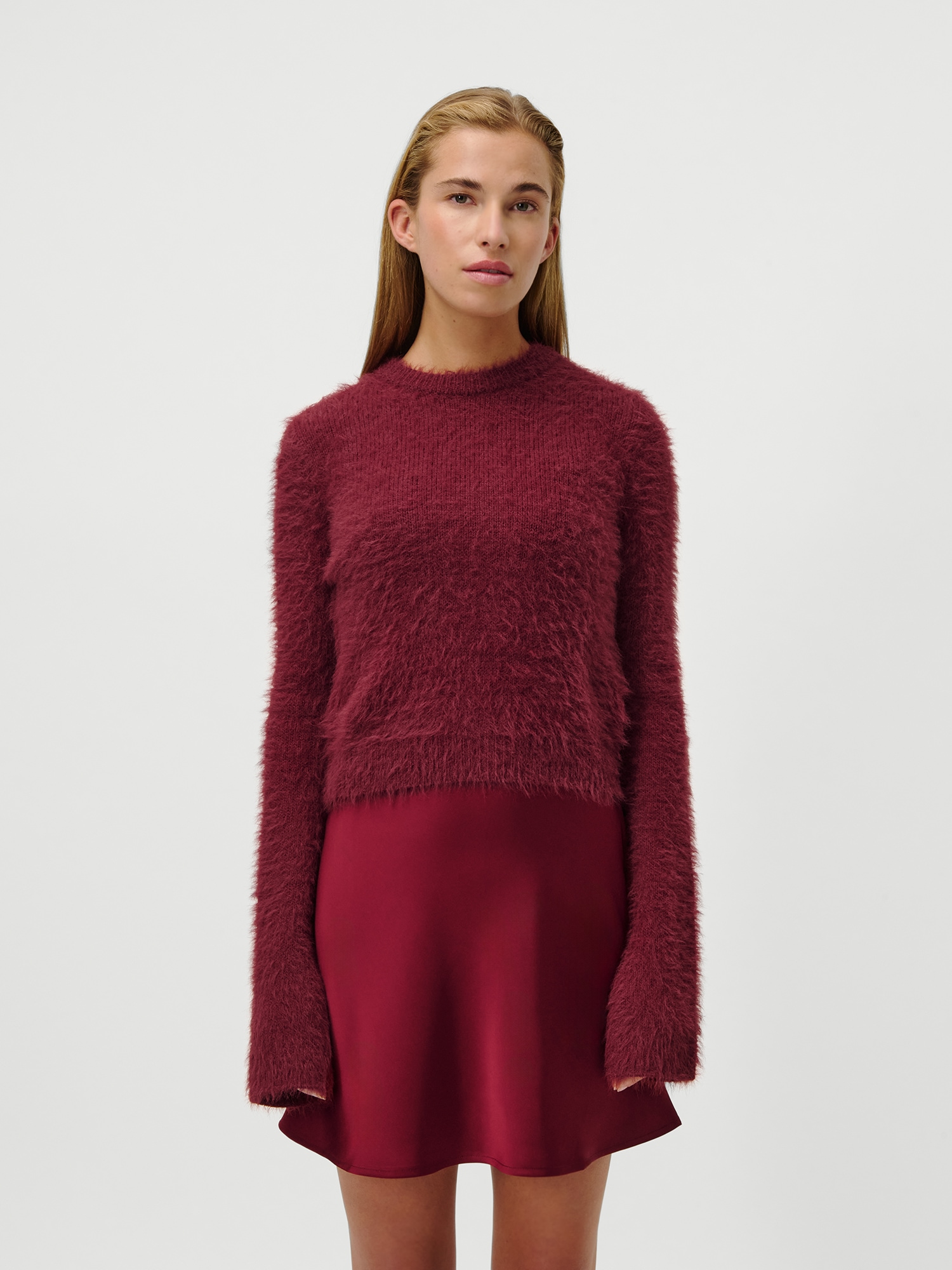 LeGer Rundhalspullover »Sharon, LeGer by Lena Gercke« aus Flauschgarn, Schlitz am Ärmel