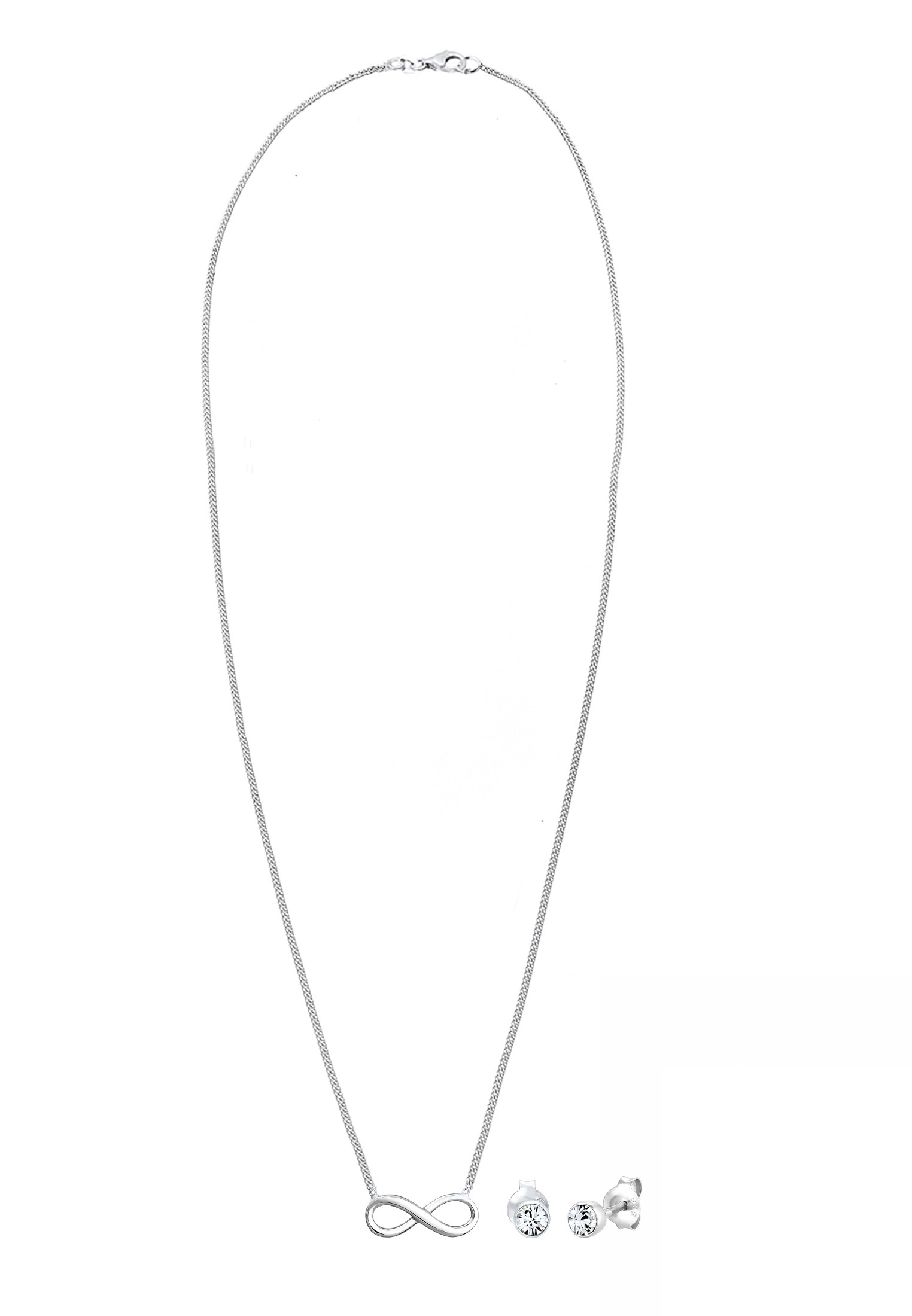 Elli Schmuckset »Infinity Ohrstecker Kristalle Silber«