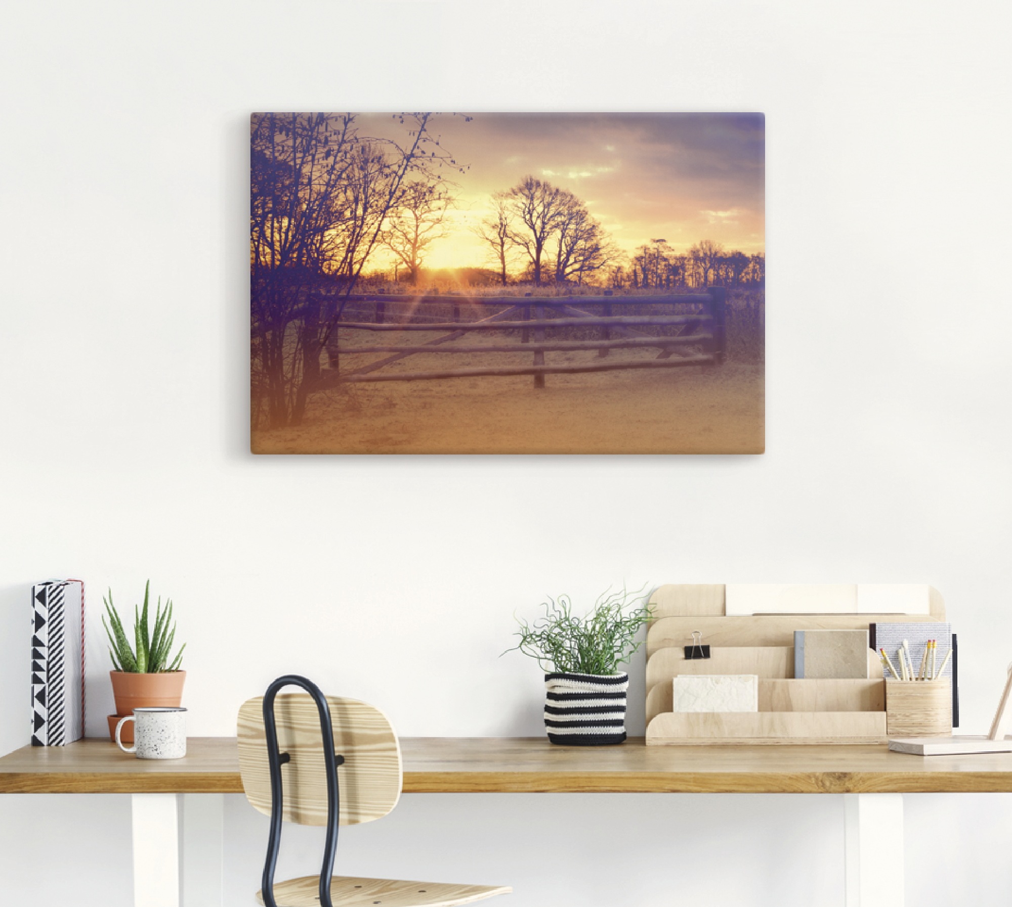 Artland Leinwandbild »Sonnenaufgang im Februar«, Sonnenaufgang & -untergang, (1 St.), auf Keilrahmen gespannt
