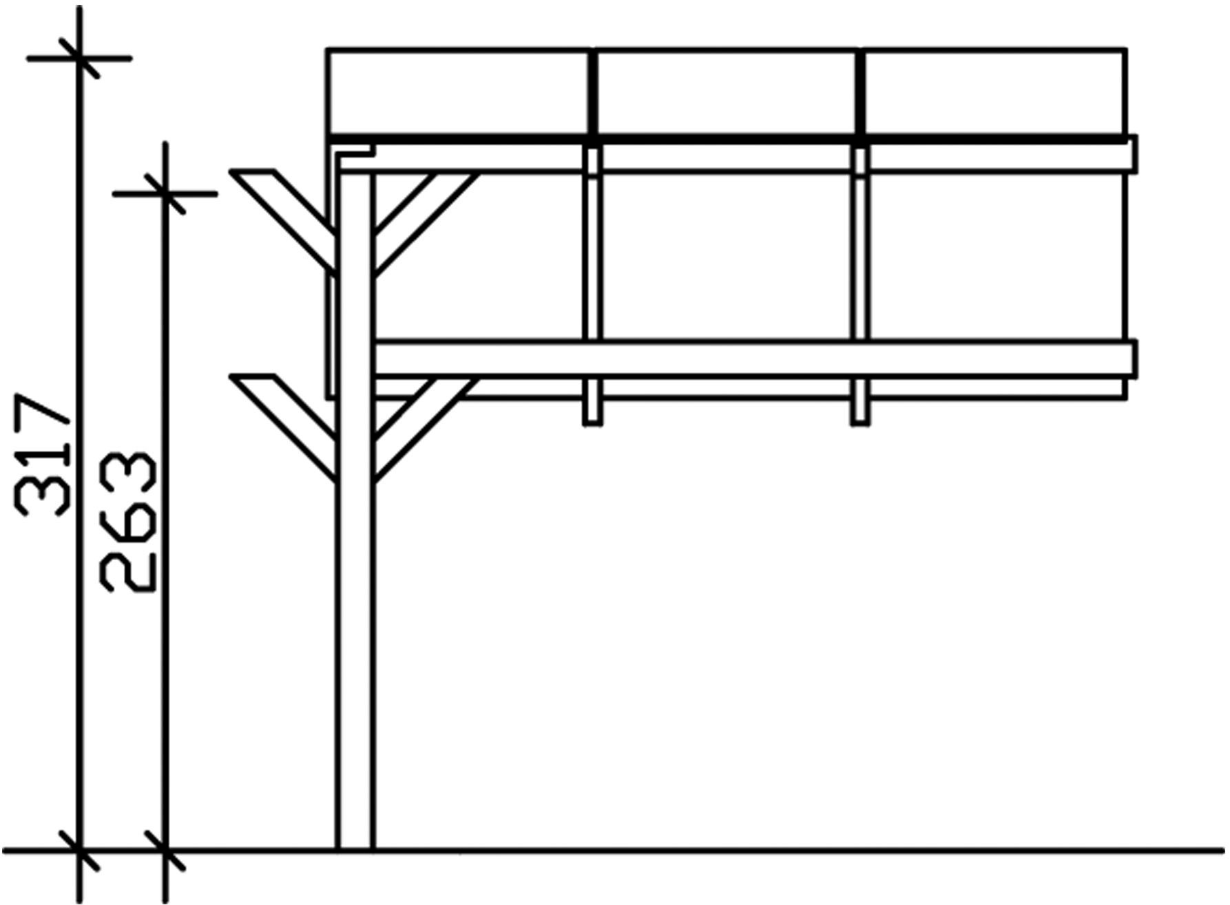 Skanholz Einzelcarport »Schwaben Erweiterung«, 285 cm, Eiche hell, Erweiterung, 299 x 630 cm