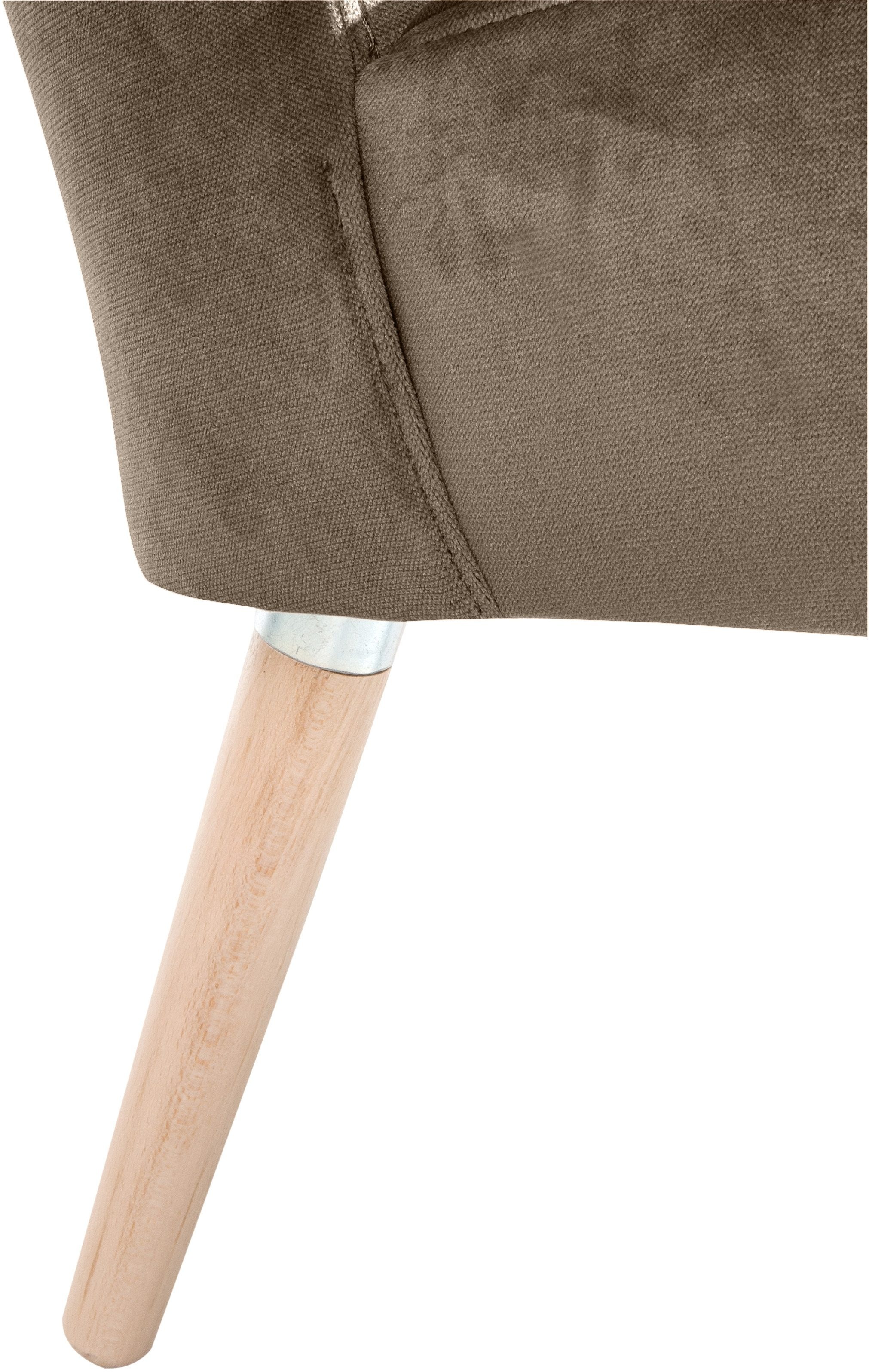 Max Winzer® Sessel »Nikki, Loungesessel, Retro und modern, mit geschwungener Rückenlehne«, Knopfheftung, weicher Samtvelours in aktuellen Farben