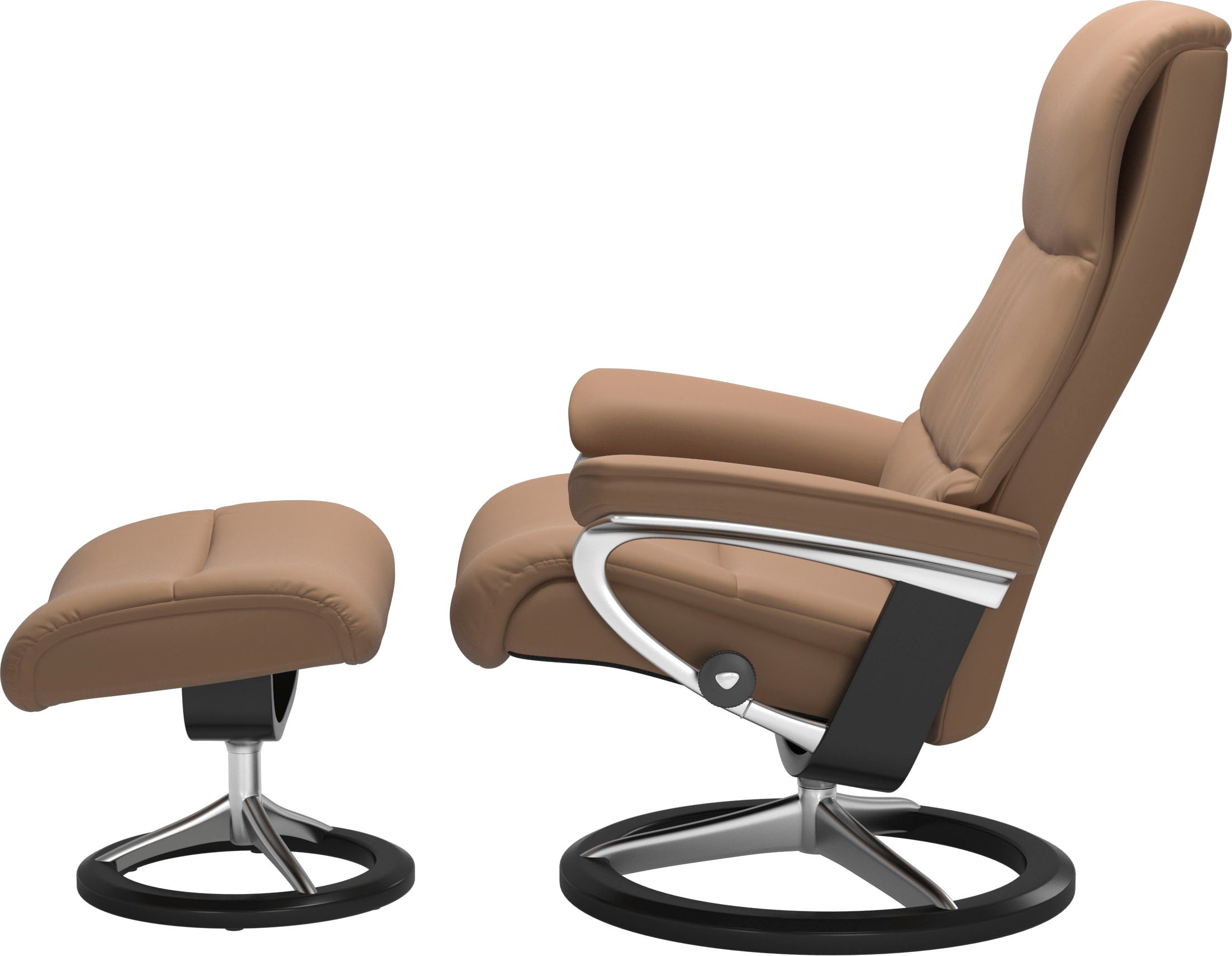 Stressless® Relaxsessel »View«, (Set, Relaxsessel mit Hocker), mit Signature Base, Größe S,Gestell Schwarz