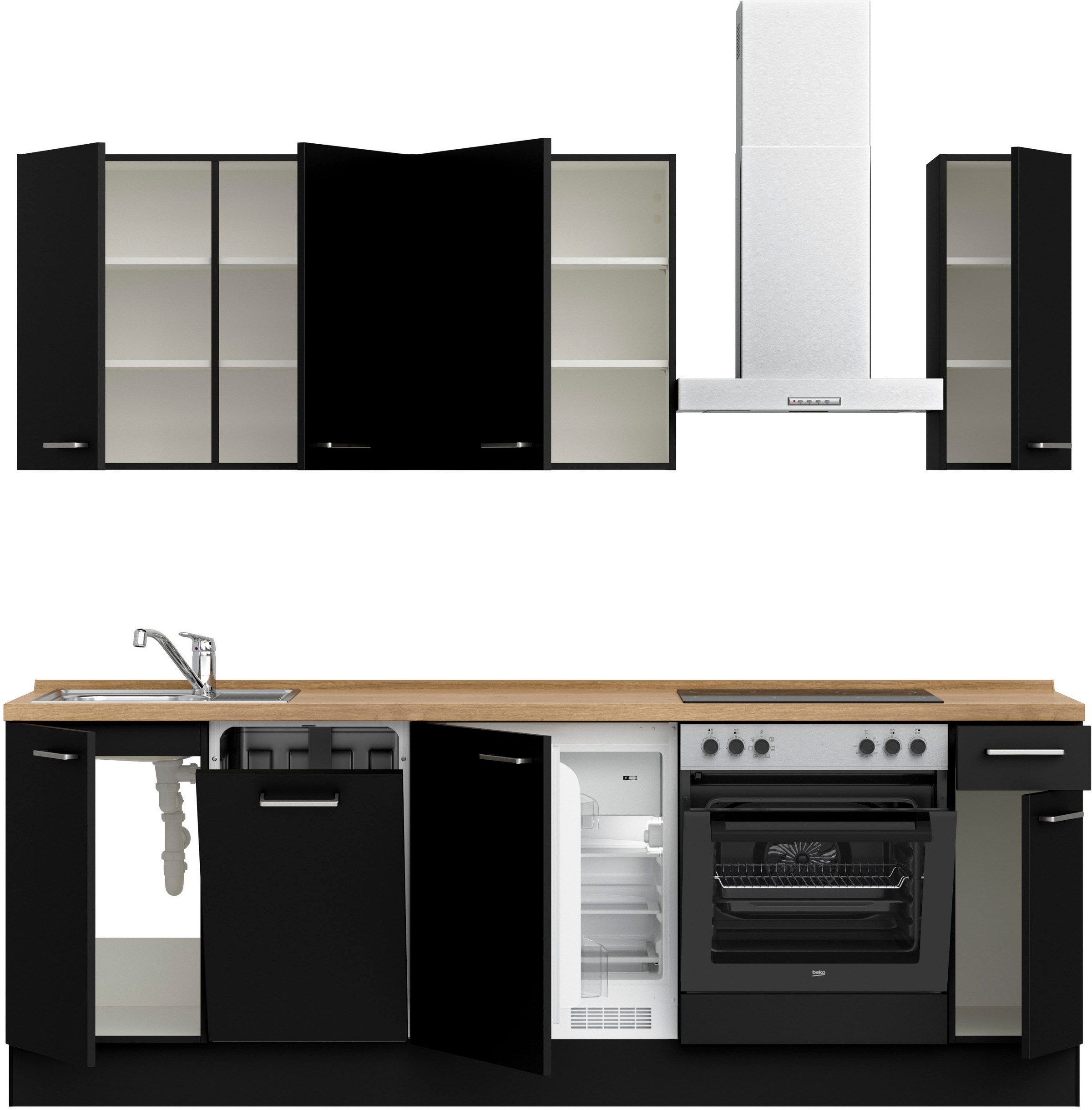 nobilia® Küchenzeile »"Touch I"«, vormontiert, Ausrichtung wählbar, Breite 240 cm, wahlw. mit E-Geräten