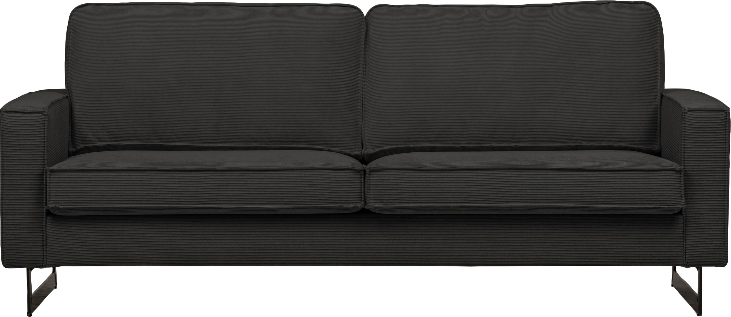 Home affaire 2-Sitzer »Pinto, 166 cm, Cord, Chenille, Lederoptik« mit Keder, schwarze Metallfüße, Wellenunterfederung