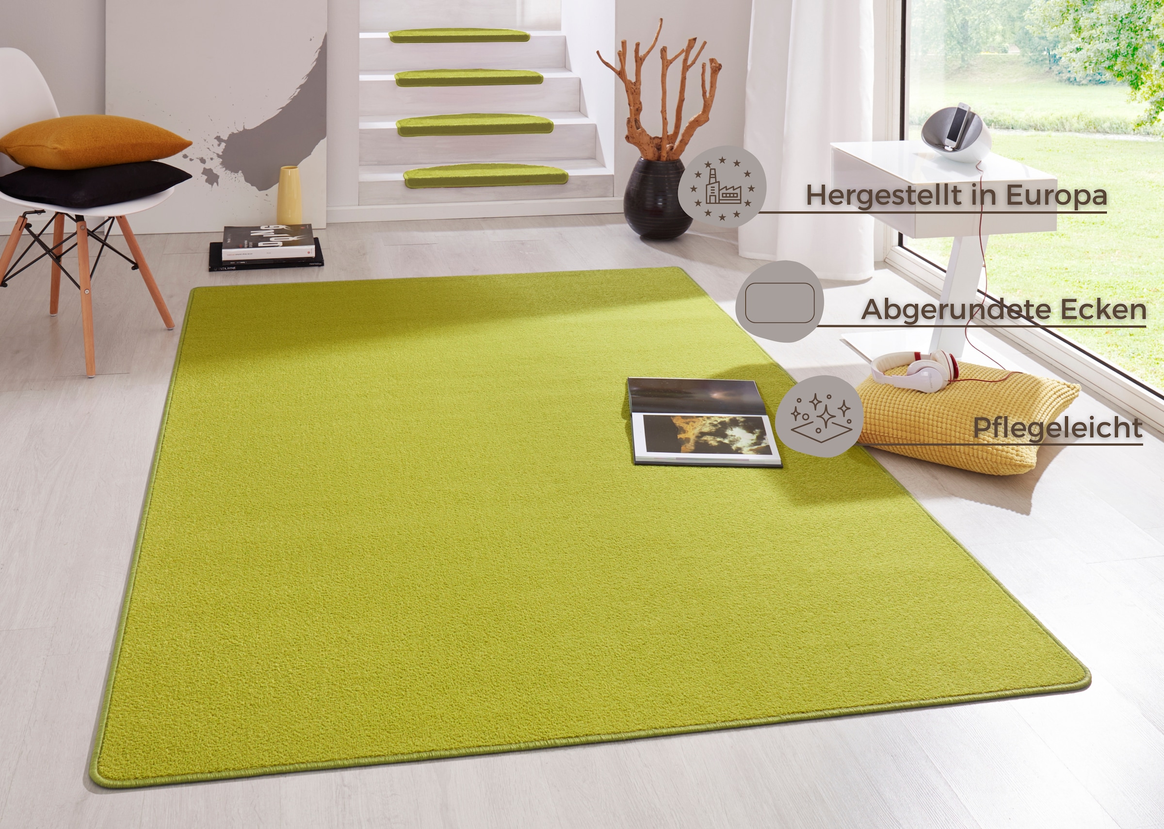 HANSE Home Teppich »Fancy«, rechteckig, 7 mm Höhe, Kurzflor, Läufer, uni, gekettelt, Wohnzimmer, Schlafzimmer, Esszimmer