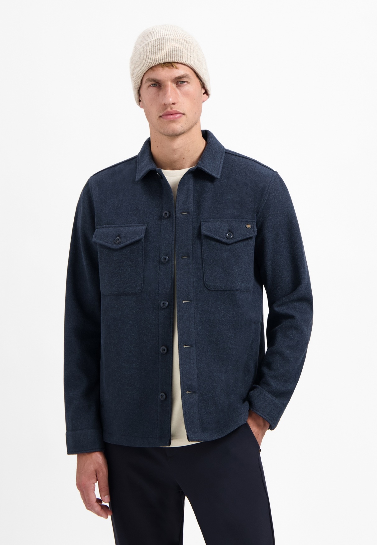 NO EXCESS Langarmhemd »No Excess Meliertes Overshirt Overshirt Button Closure Melange«
