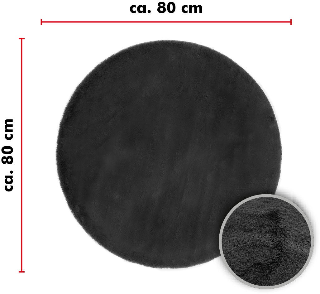 LUXOR living Fellteppich »Novara«, rund, 30 mm Höhe, Kunstfell, Kaninchenfell-Haptik, besonders weicher Hochflor