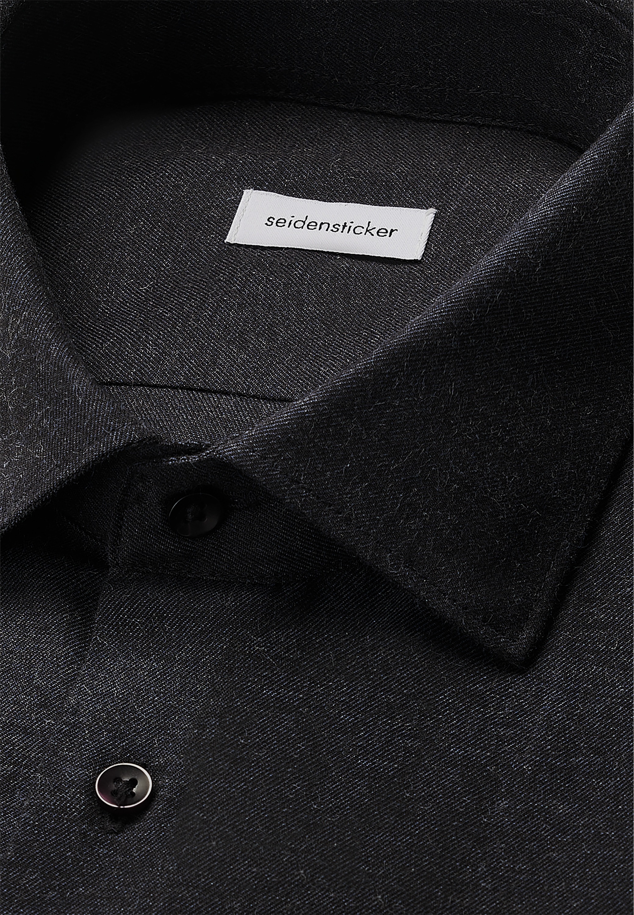 seidensticker Flanellhemd »Schwarze Rose«, Shaped 1/1 Kentkragen Uni