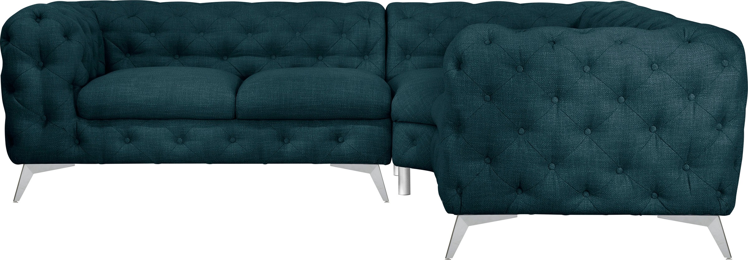 Leonique Chesterfield-Sofa »Ecksofa GLYNIS L-Form mit Wellenunterfederung, günstig online kaufen