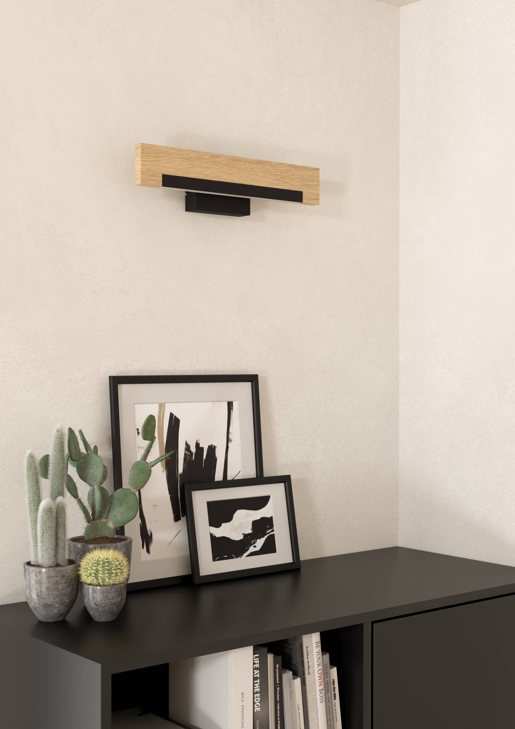 EGLO Wandleuchte »Camacho LED Wandlampe, Stahl, Holz und Kunststoff, Wandstrahler« LED-Modul 1 Stk. Warmweiß Wand-/Deckenleuchte - L44 x H10,5 x AL7,5 cm - schwarz, braun