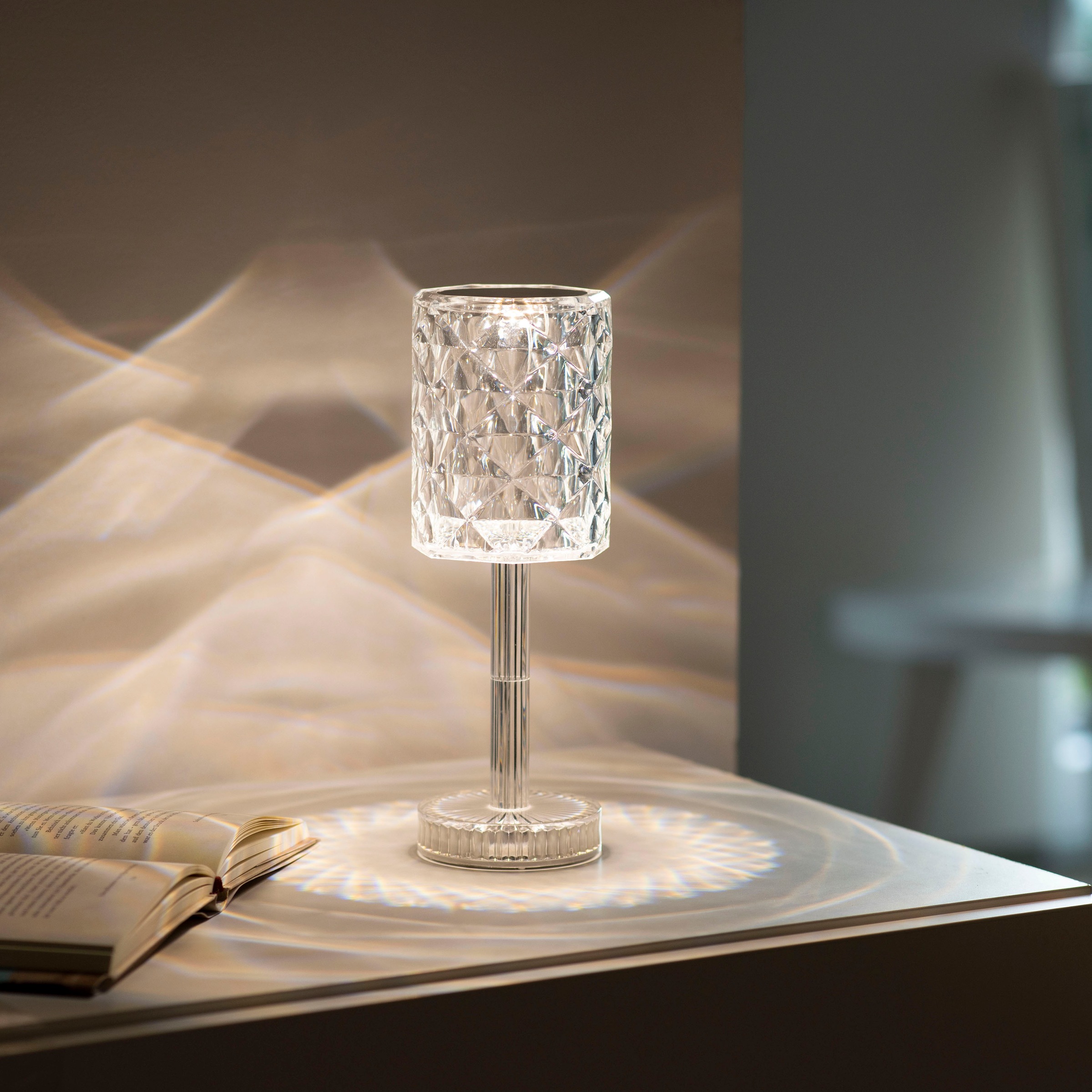JUST LIGHT LED Tischleuchte »KRISTALA«, 1 flammig, Leuchtmittel LED-Board | LED fest integriert, LED CCT - über Touch dimmbar über Touchdimmer