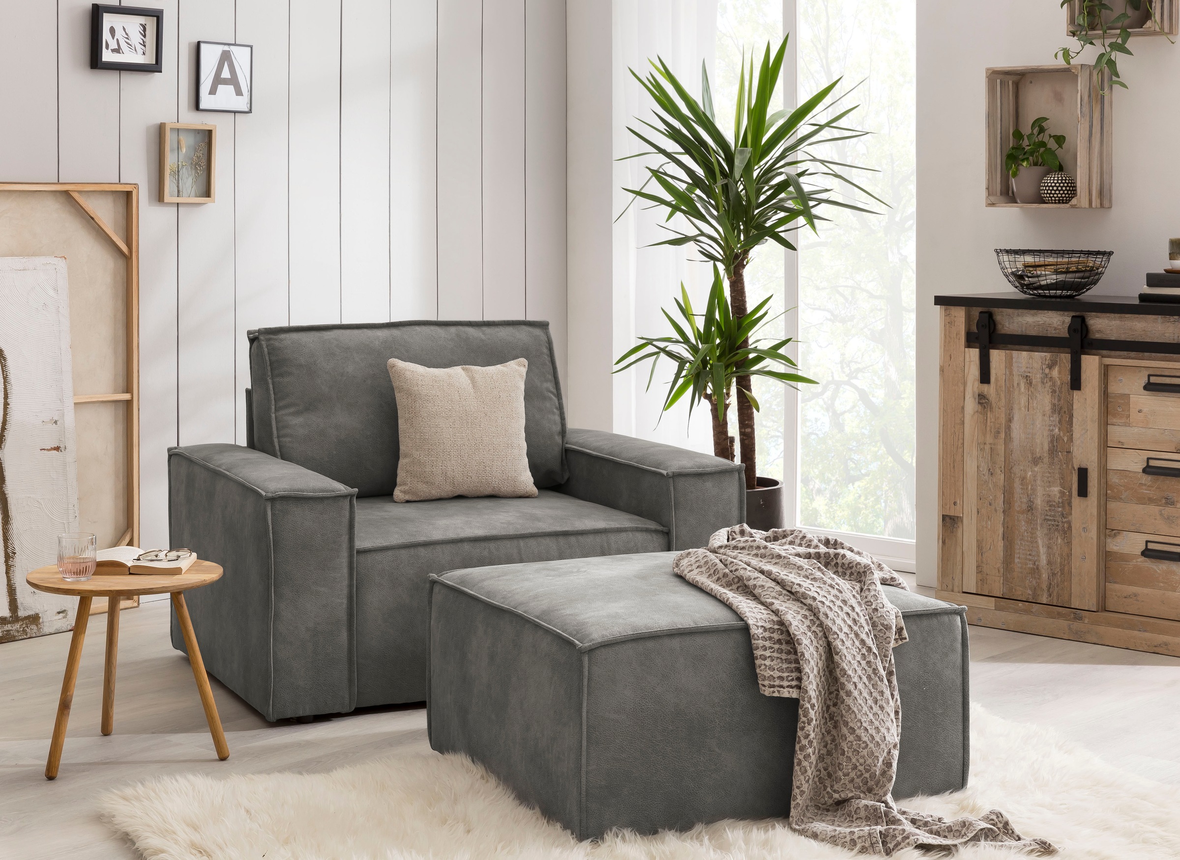 Home affaire Sessel »SHERWOOD«, Loveseat und Hocker im Set, passend zur Polster-Serie SHERWOOD