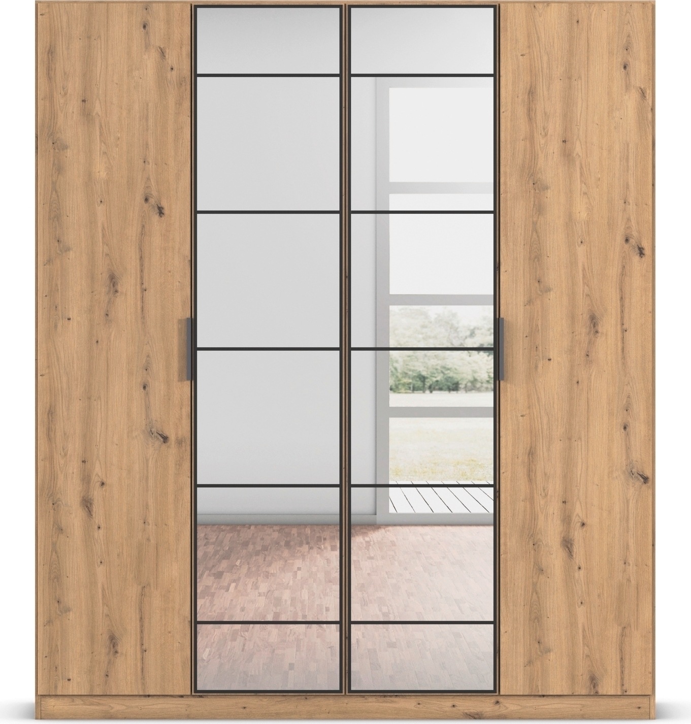 rauch Drehtürenschrank »Kleiderschrank Schrank Garderobe Schlafzimmerschrank ACERO«, Mitteltüren mit Spiegel in moderner Loft-Optik MADE IN GERMANY
