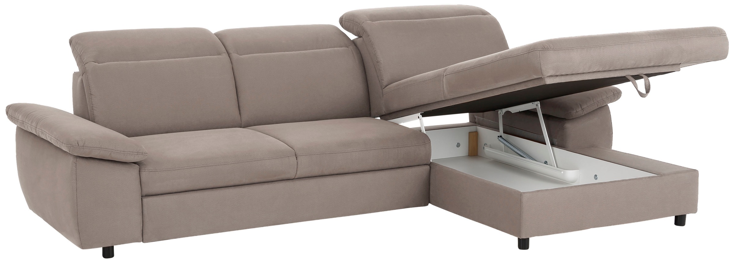 Home affaire Ecksofa »Mauritius L-Form«, mit Kopfteil- und Armlehnverstellung, mit Bettfunktion und Bettkasten