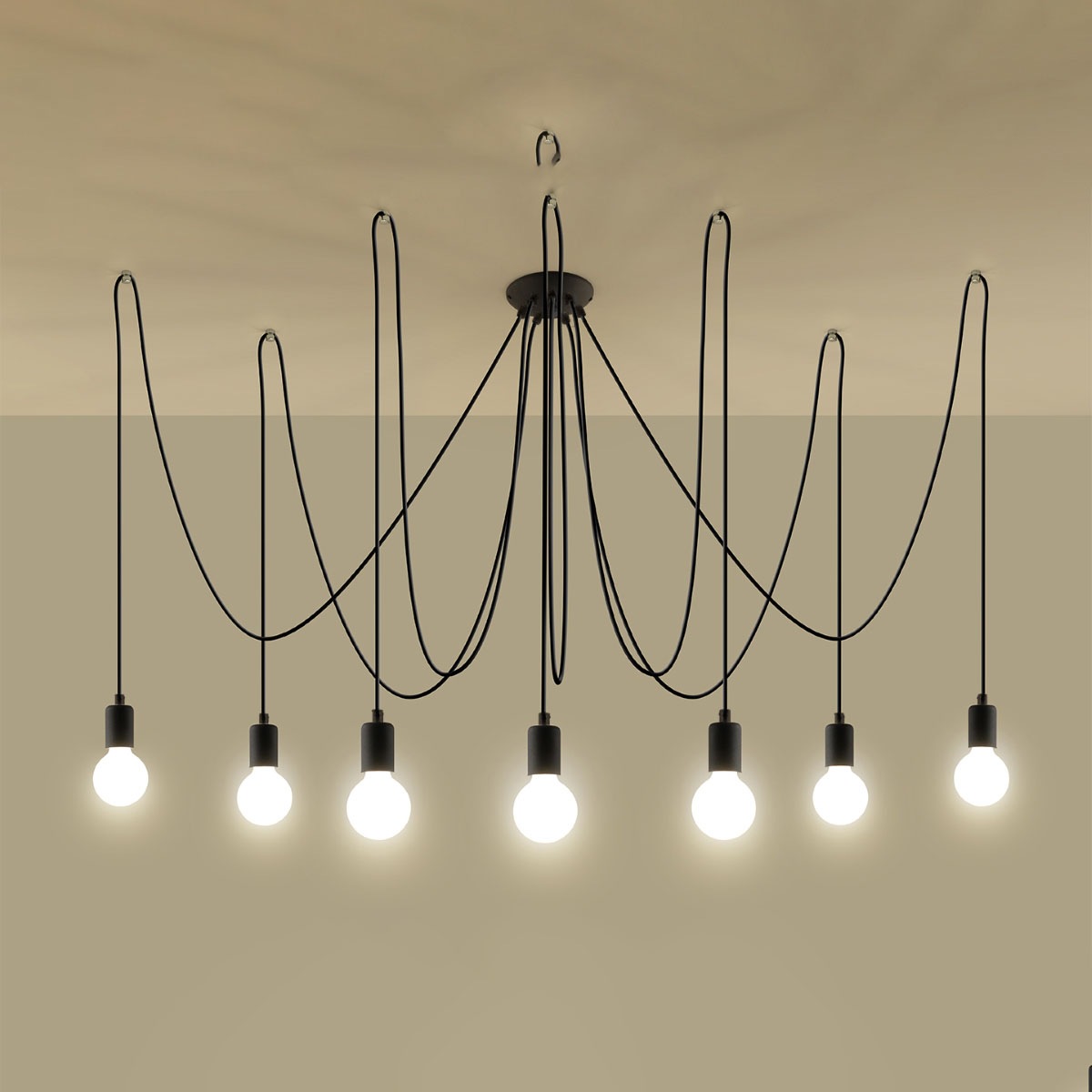 SOLLUX lighting Kronleuchter »EDISON«, 7 flammig, Leuchtmittel E27 | ohne Leuchtmittel, Slush -Einstellung