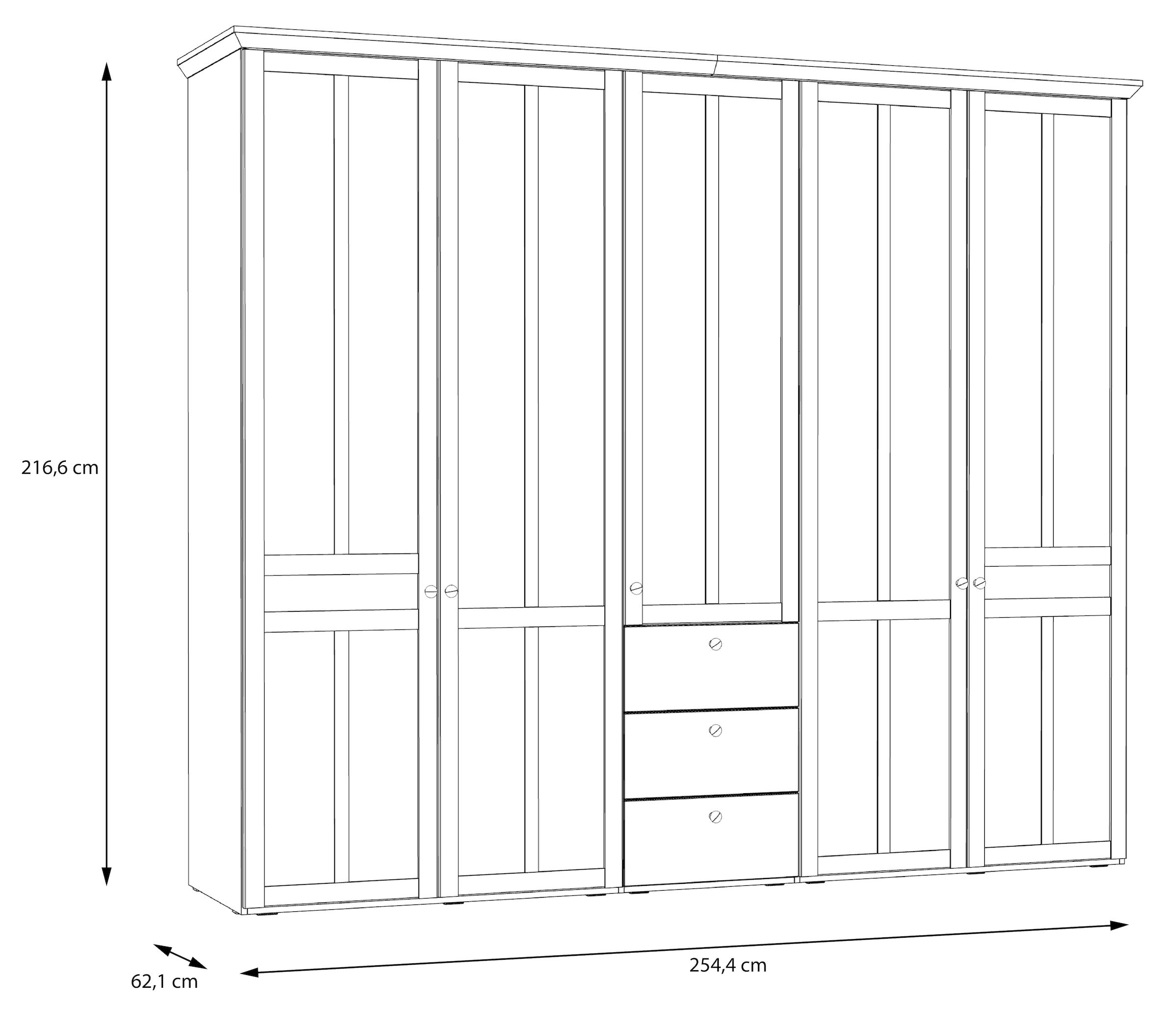 FORTE Kleiderschrank »Iloppa«, (Maße: B/H/T ca. 155x192,6x57,3 cm), im Landhausstil