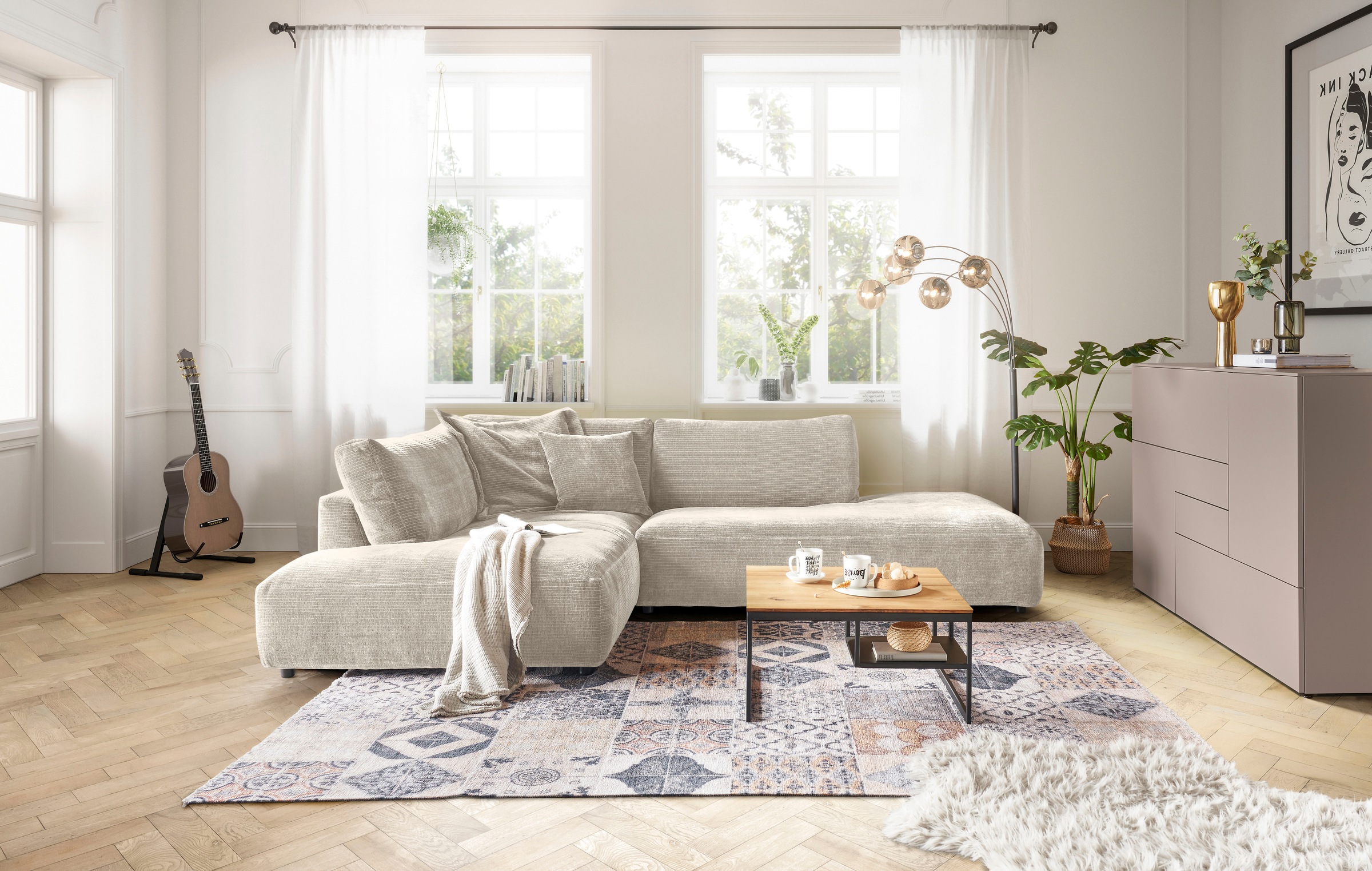 Musterring Ecksofa »Lucia«, mit großem Longchair, verschiedene Farben, B304 x T224 cm
