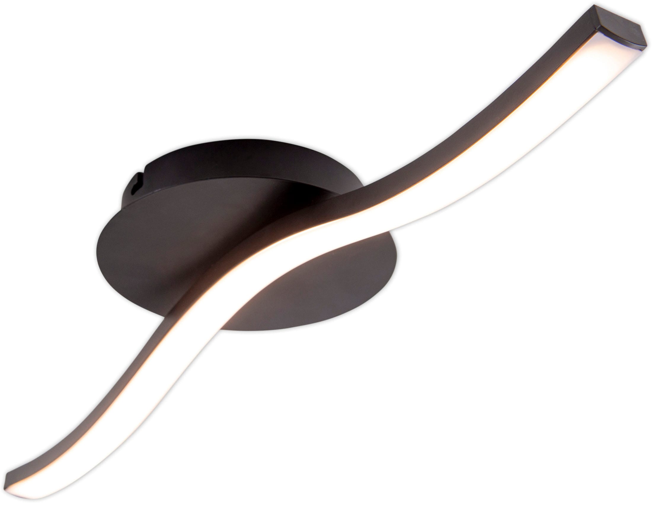 näve LED Deckenleuchte »Onda«, 1 flammig, Leuchtmittel LED-Modul | LED fest integriert, Deckenlampe, Wandleuchte warmweiß, L: 45cm, 6W, schwarz-matt, IP20
